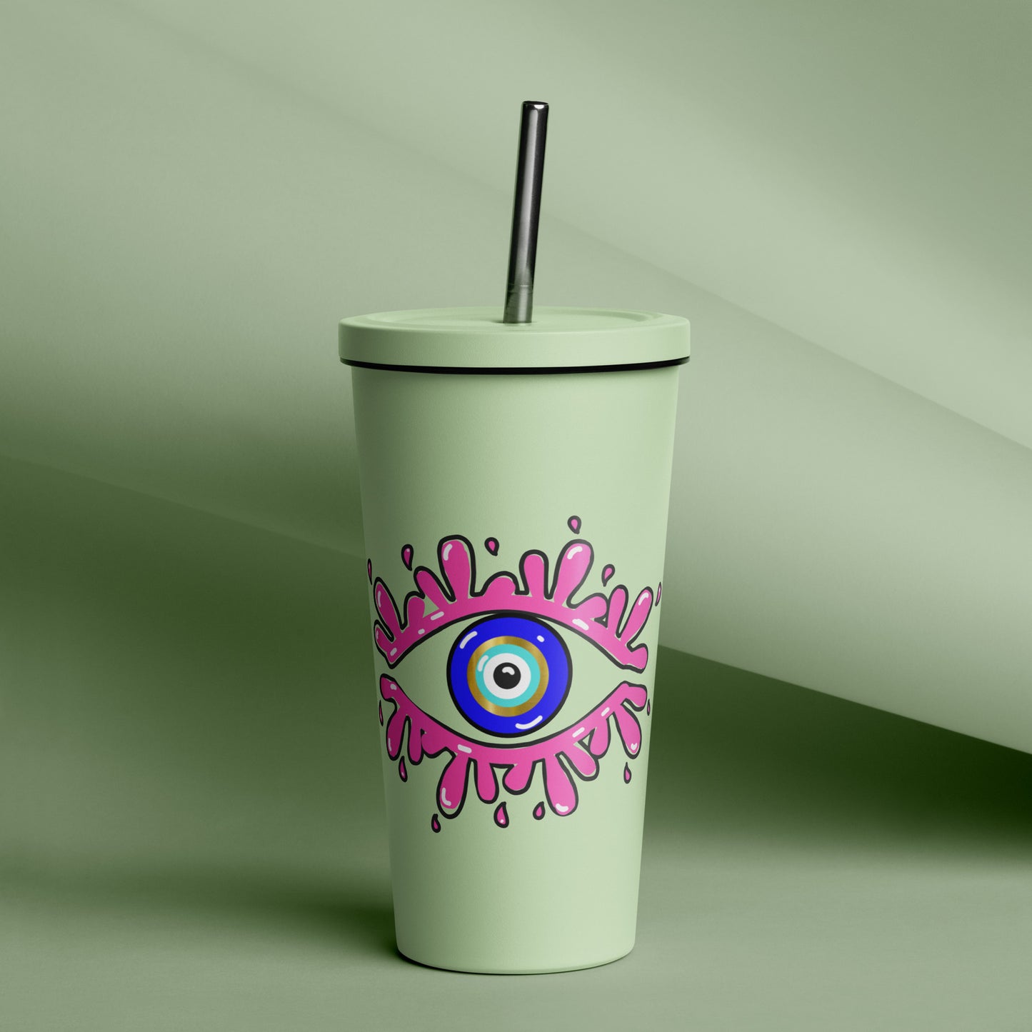 Amida Eye tumbler with a straw