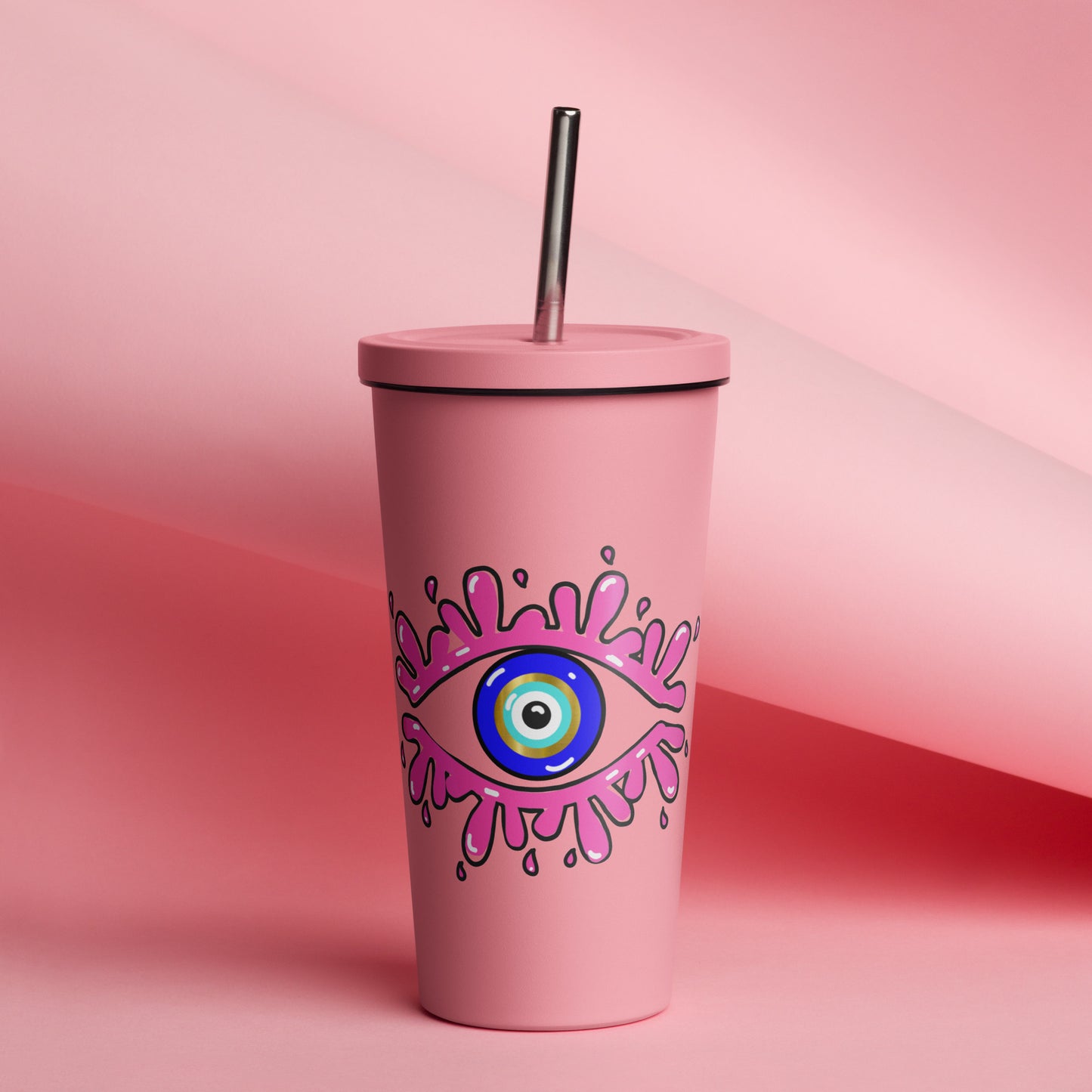 Amida Eye tumbler with a straw