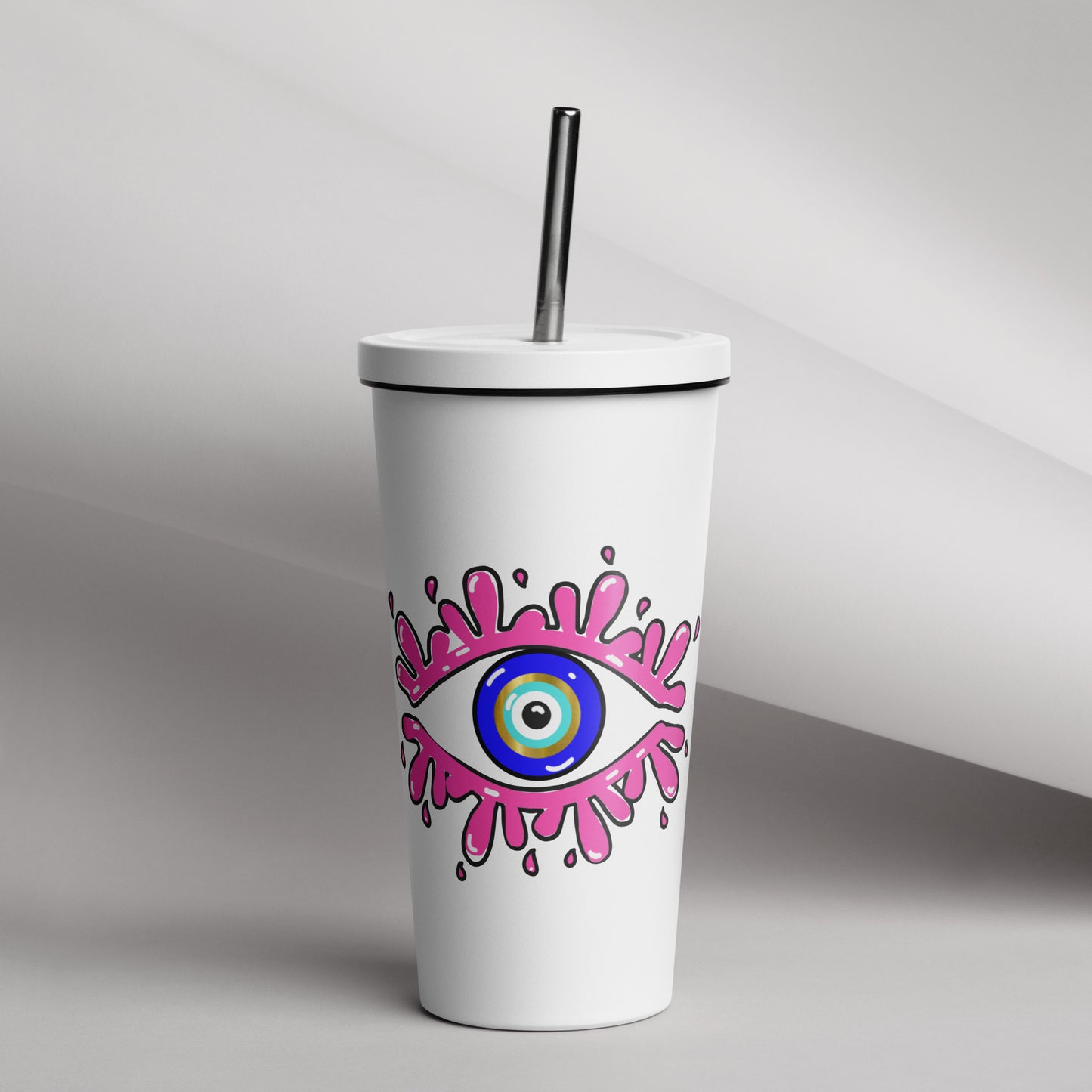 Amida Eye tumbler with a straw