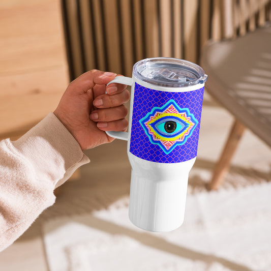 Oriental Eye Travel mug with a handle