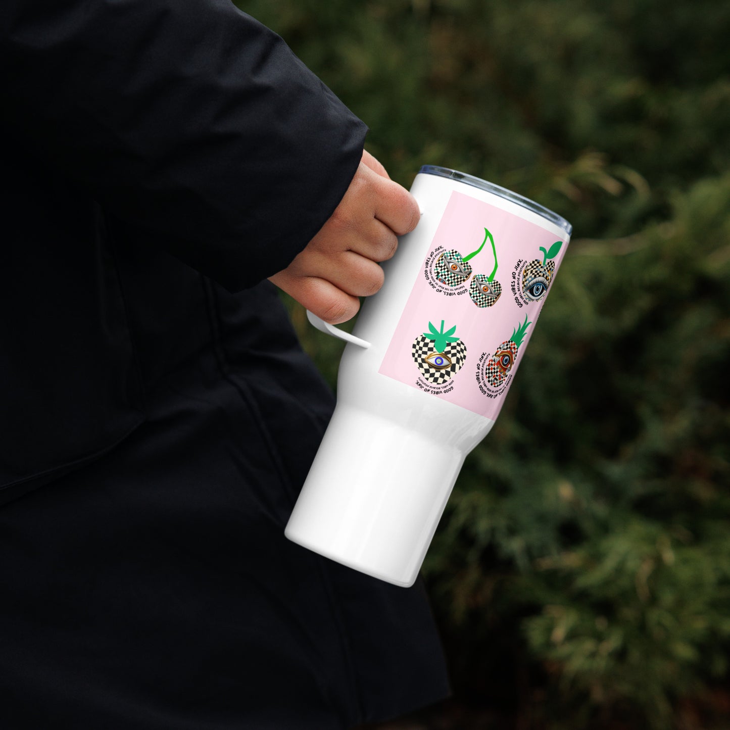 Fruity Lucky Travel mug with a handle