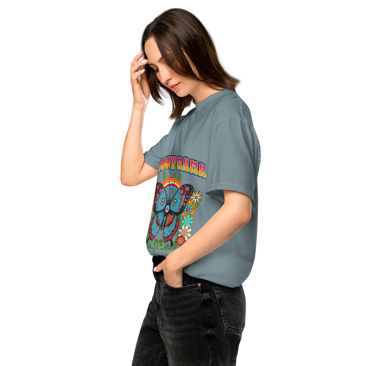 Groovy Mama with Evil Eye Unisex garment-dyed heavyweight t-shirt