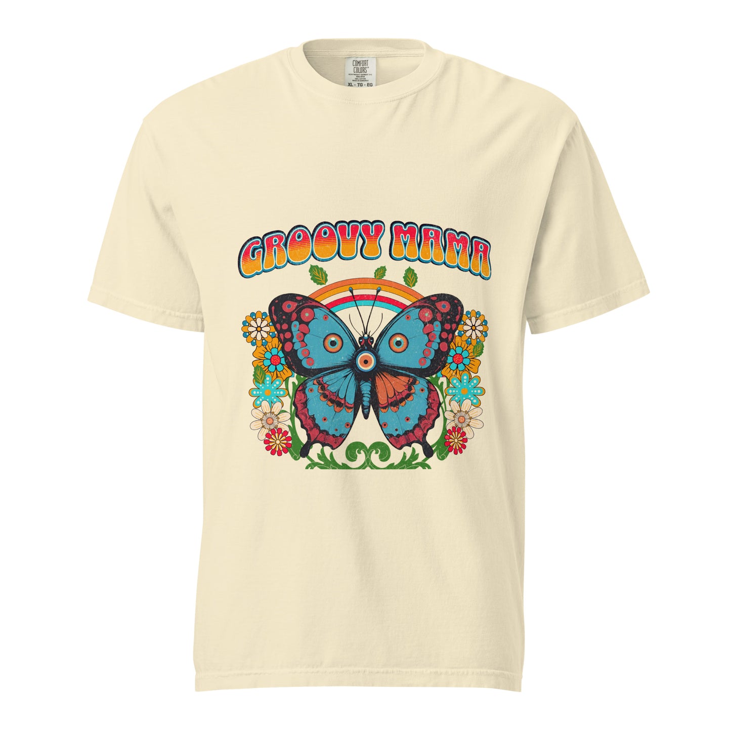 Groovy Mama with Evil Eye Unisex garment-dyed heavyweight t-shirt