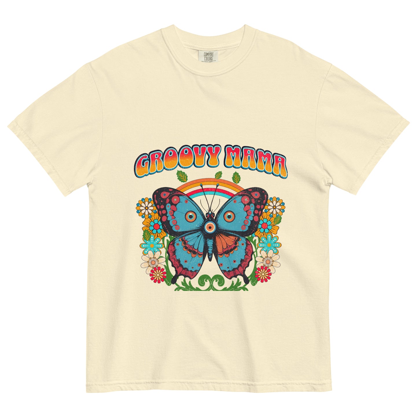 Groovy Mama with Evil Eye Unisex garment-dyed heavyweight t-shirt