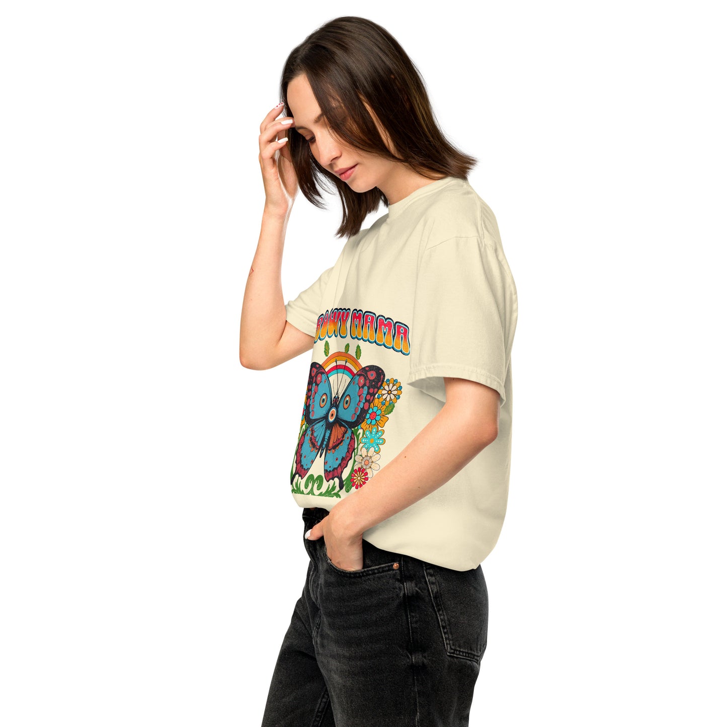 Groovy Mama with Evil Eye Unisex garment-dyed heavyweight t-shirt