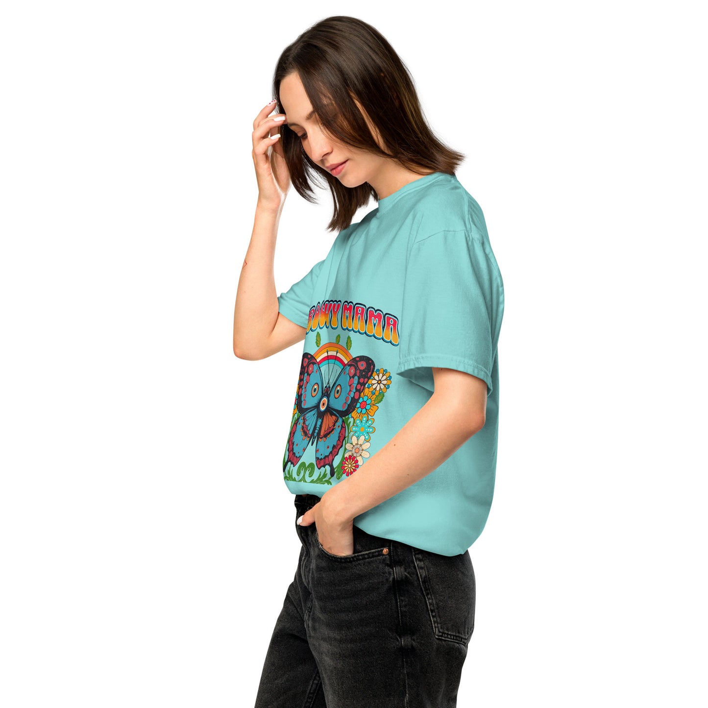 Groovy Mama with Evil Eye Unisex garment-dyed heavyweight t-shirt