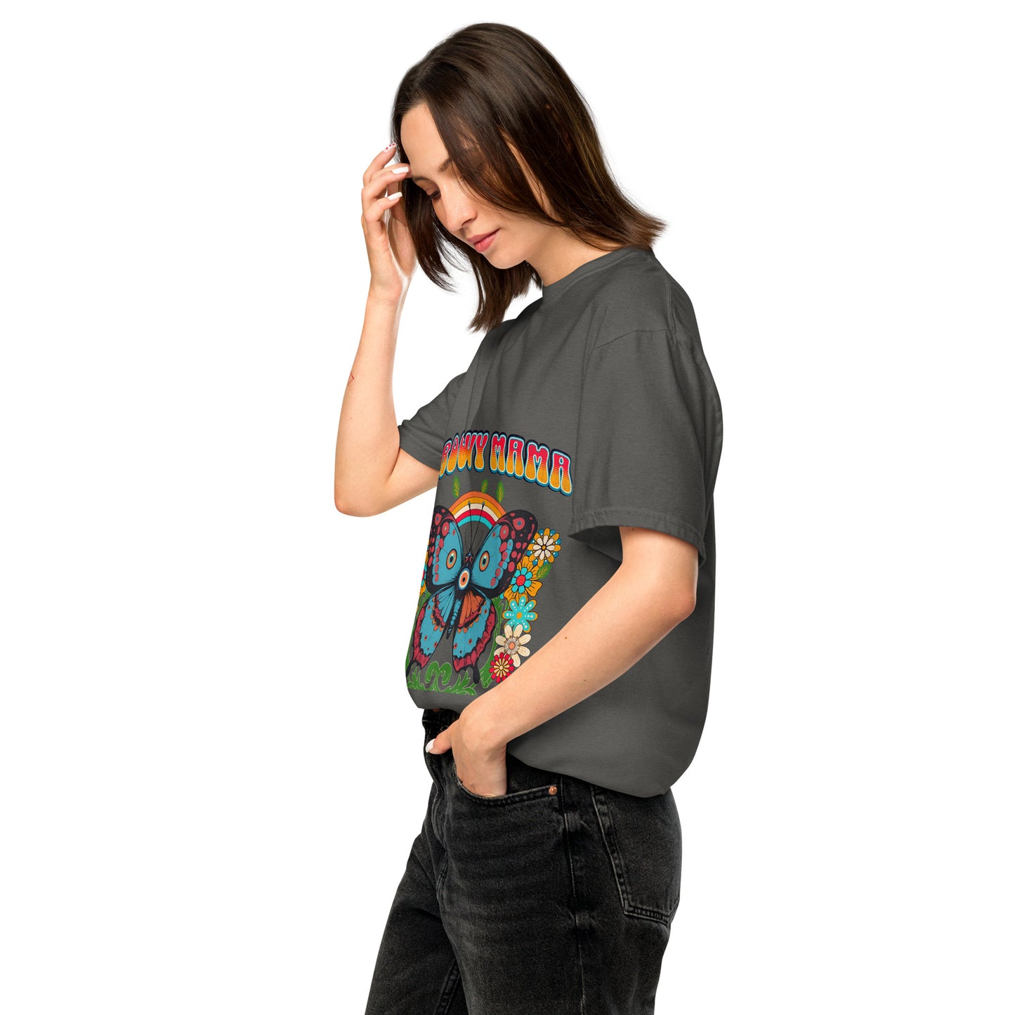 Groovy Mama with Evil Eye Unisex garment-dyed heavyweight t-shirt