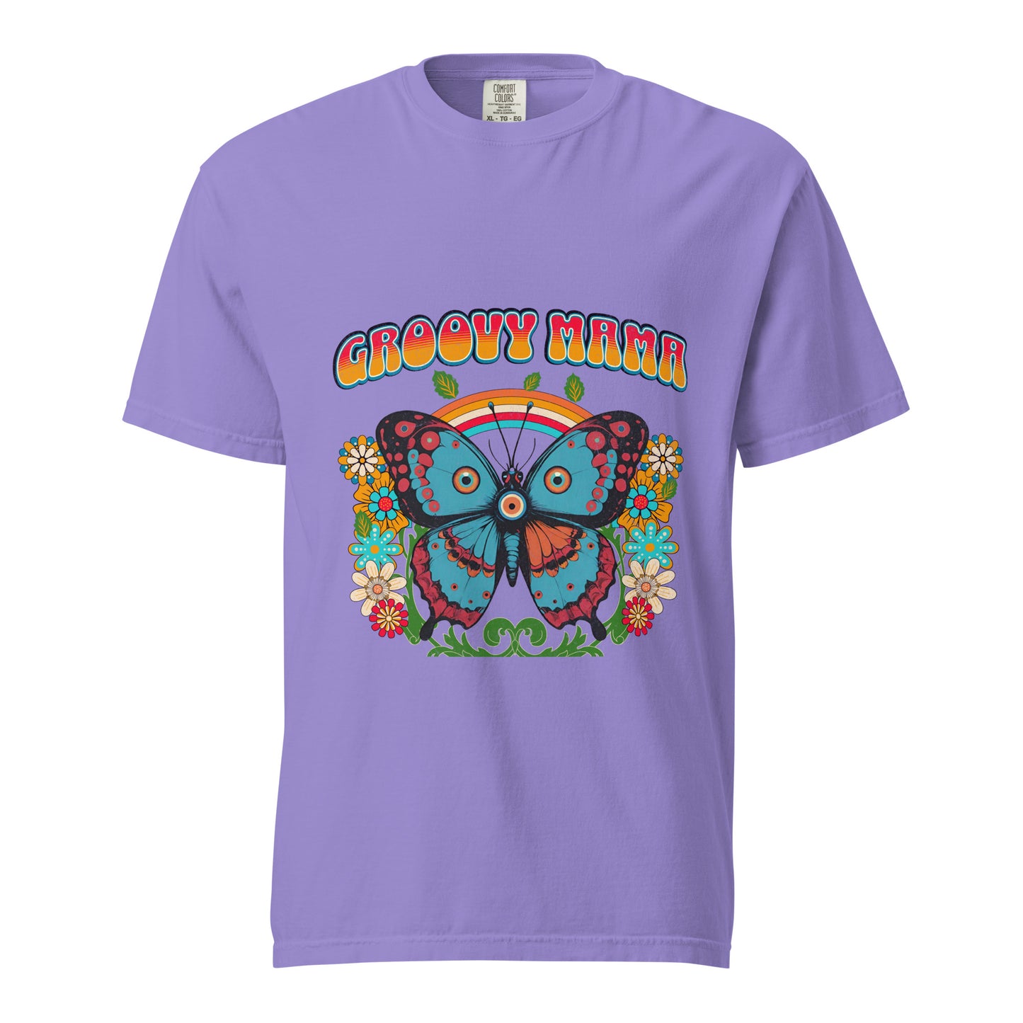 Groovy Mama with Evil Eye Unisex garment-dyed heavyweight t-shirt