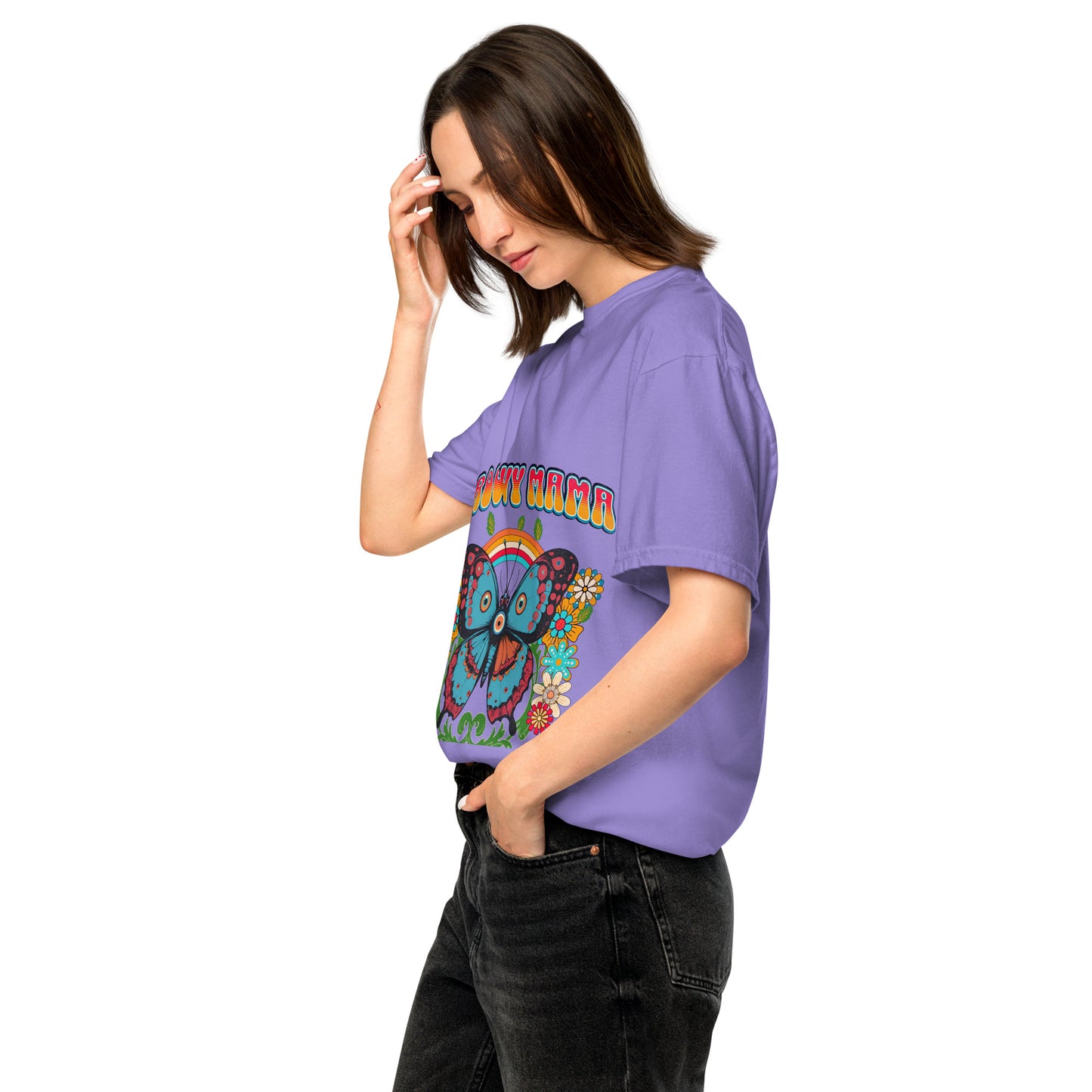 Groovy Mama with Evil Eye Unisex garment-dyed heavyweight t-shirt