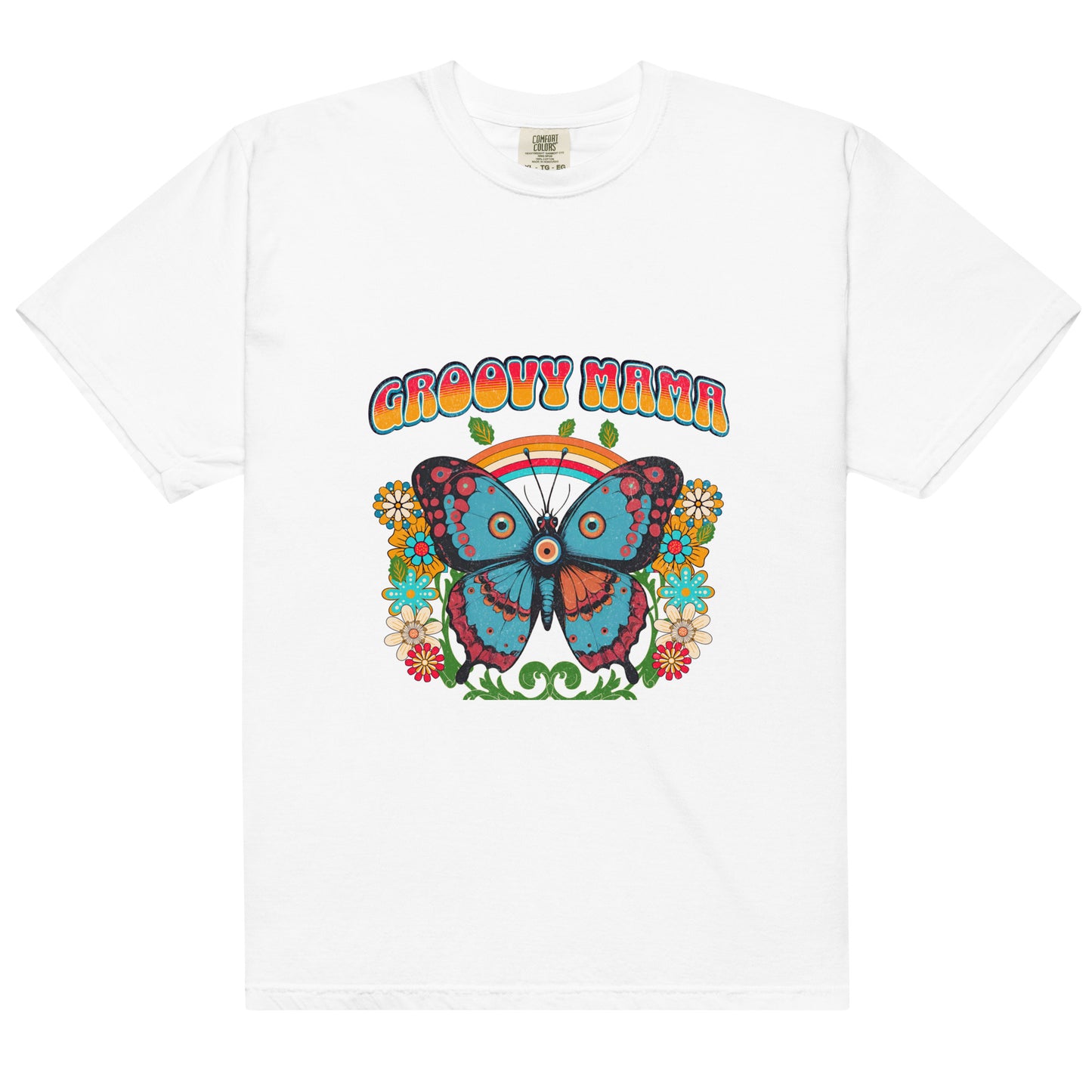 Groovy Mama with Evil Eye Unisex garment-dyed heavyweight t-shirt