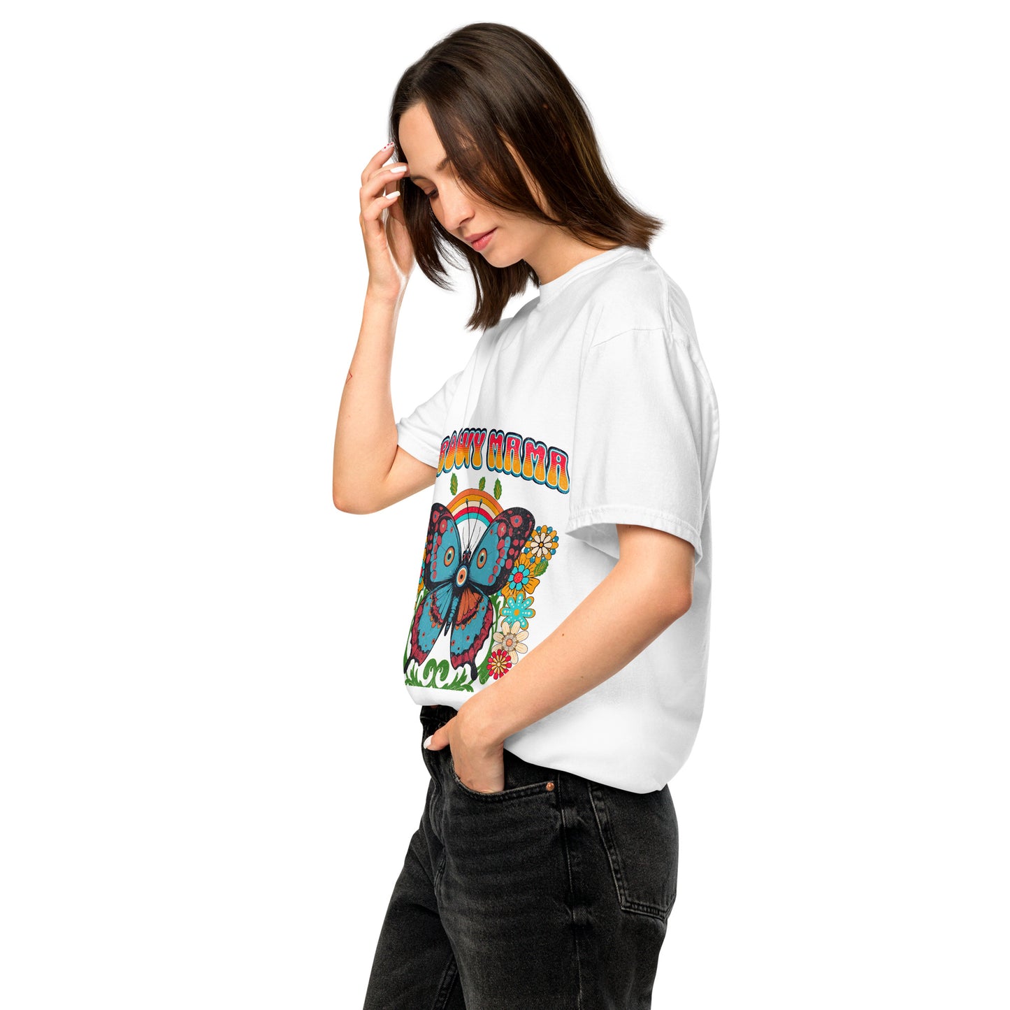 Groovy Mama with Evil Eye Unisex garment-dyed heavyweight t-shirt