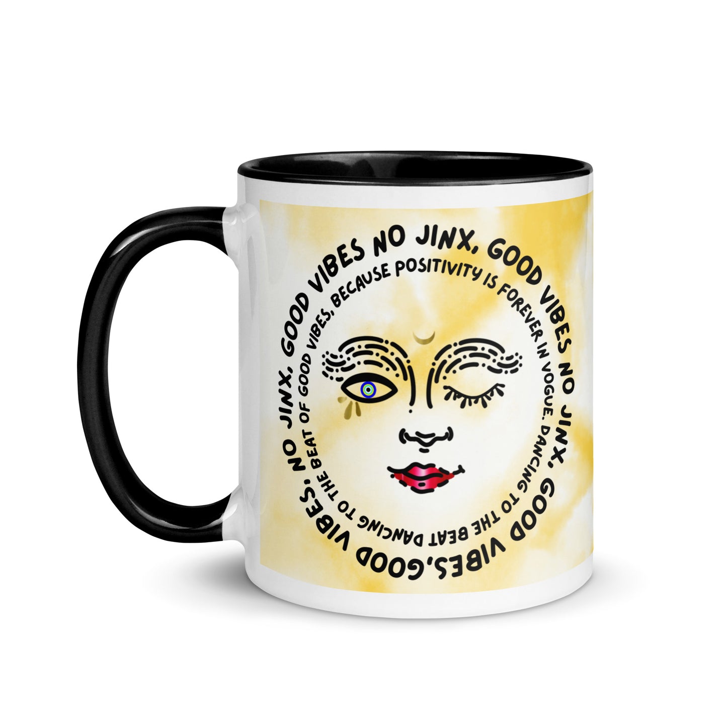 Good Vibes No Jinx Mug with Color Inside