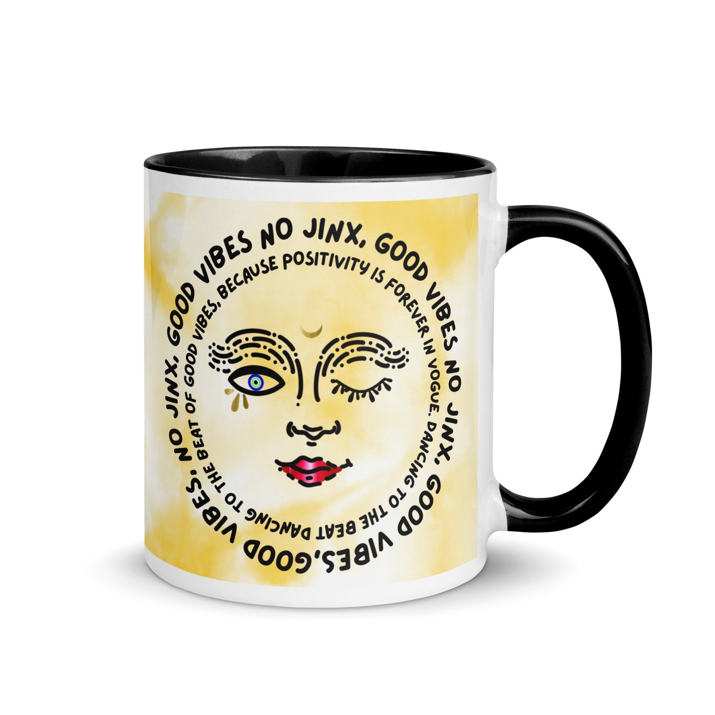 Good Vibes No Jinx Mug with Color Inside