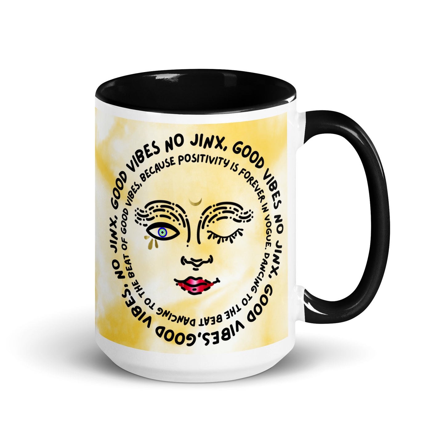 Good Vibes No Jinx Mug with Color Inside