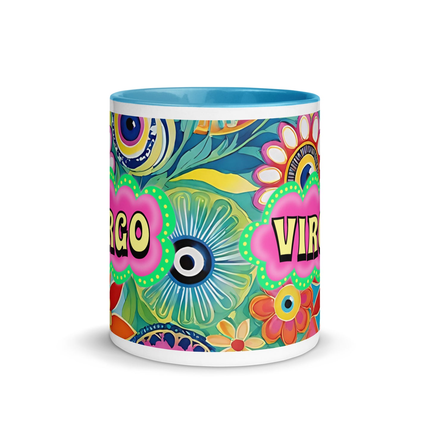 Virgo Zodiac Evil Eye Mug with Color Inside