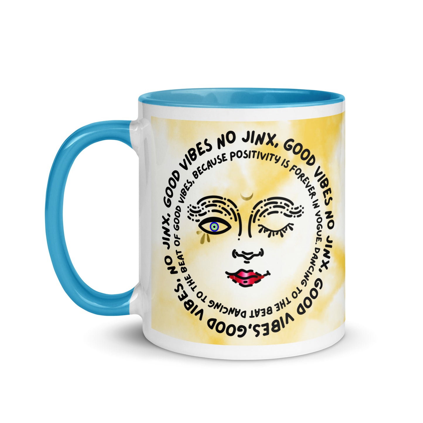 Good Vibes No Jinx Mug with Color Inside