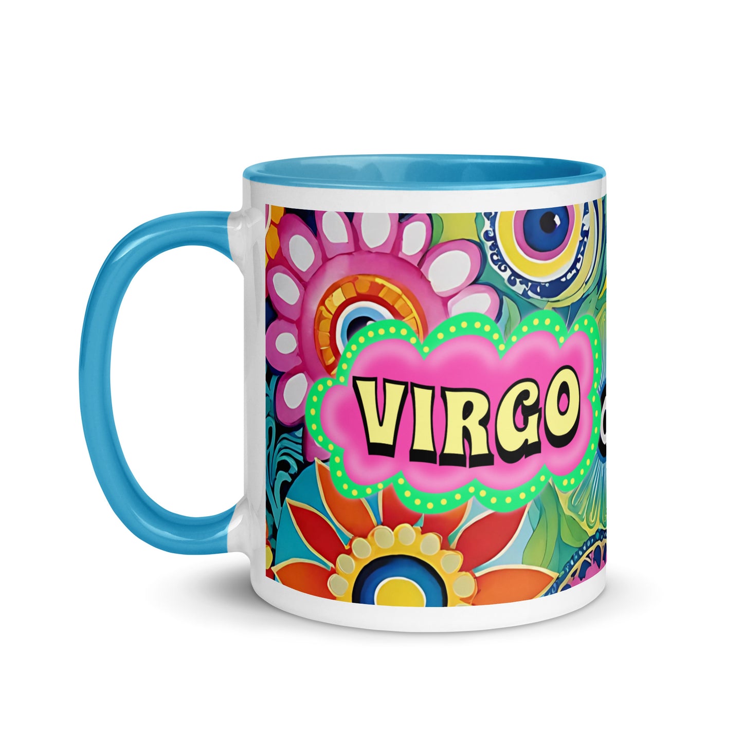 Virgo Zodiac Evil Eye Mug with Color Inside