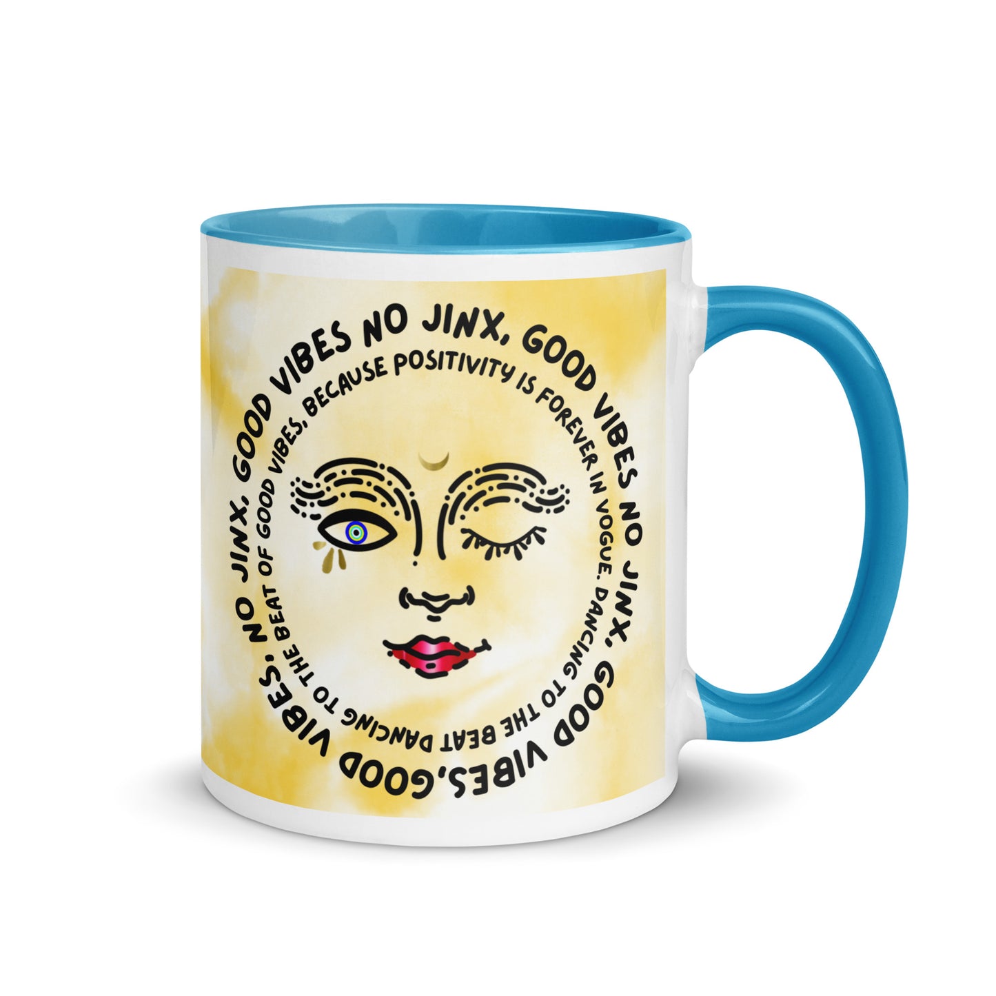 Good Vibes No Jinx Mug with Color Inside