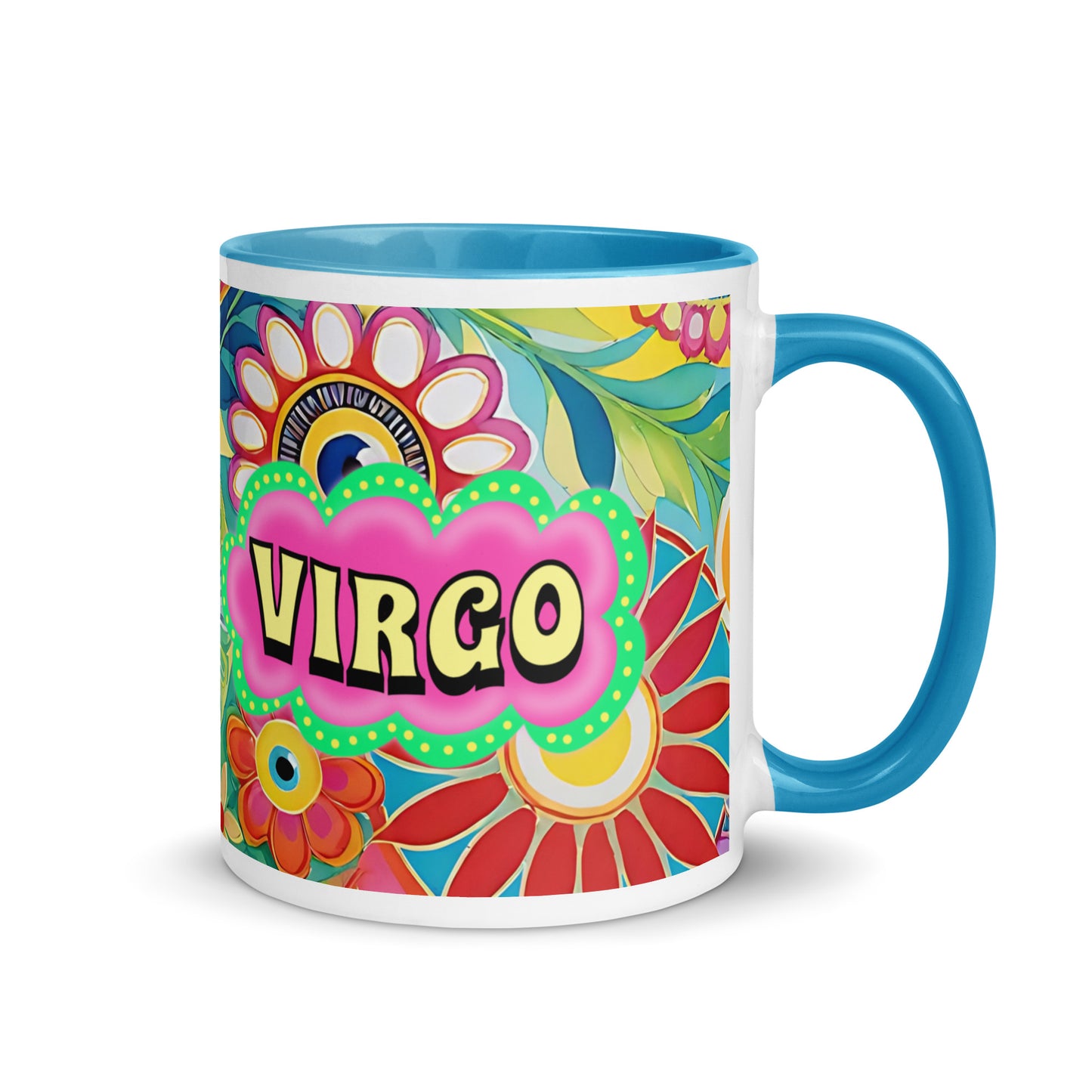 Virgo Zodiac Evil Eye Mug with Color Inside