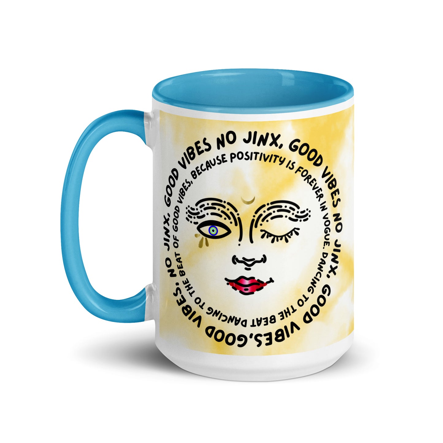 Good Vibes No Jinx Mug with Color Inside