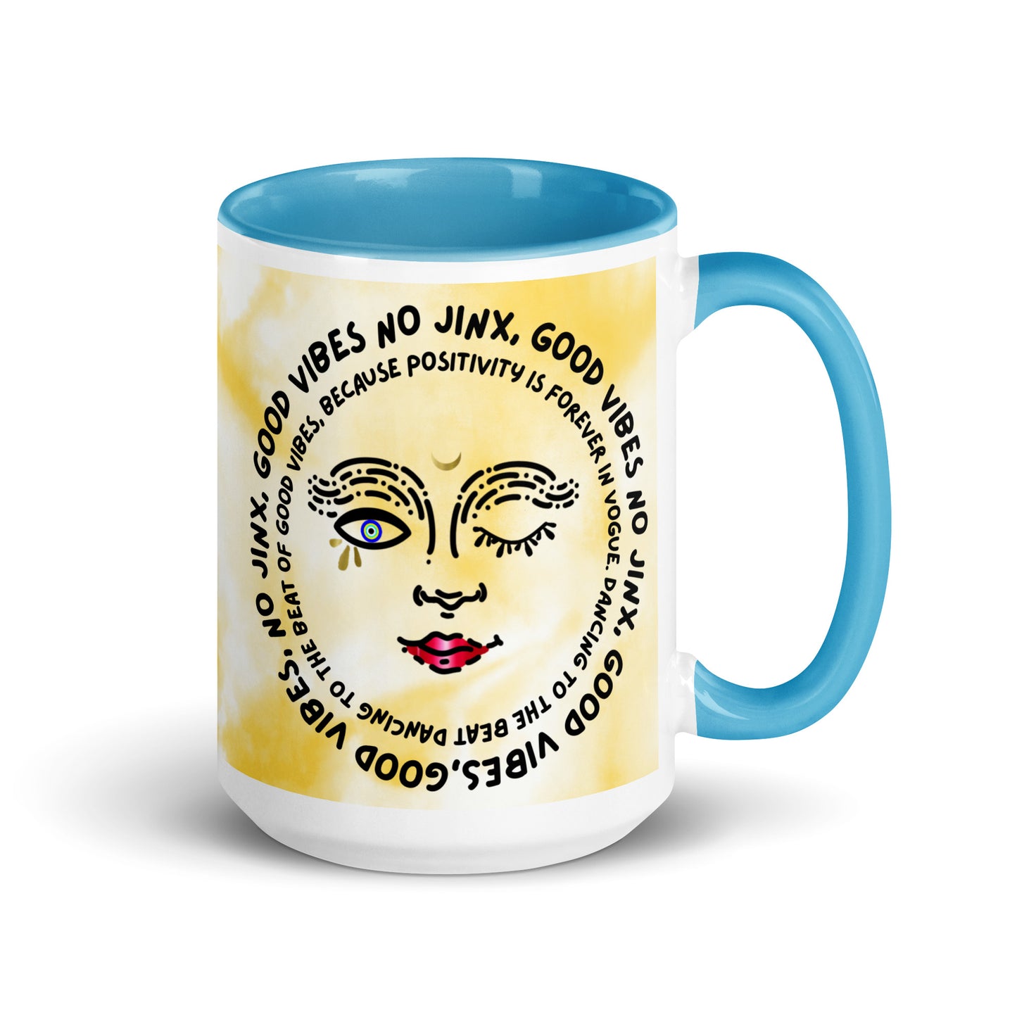 Good Vibes No Jinx Mug with Color Inside