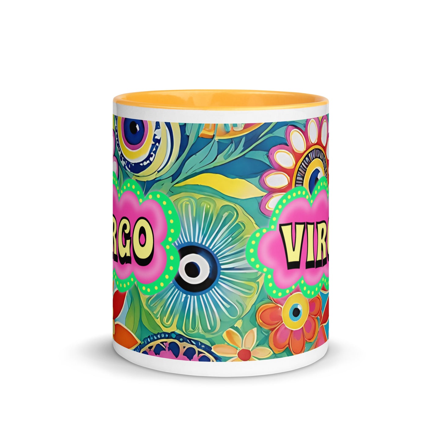 Virgo Zodiac Evil Eye Mug with Color Inside