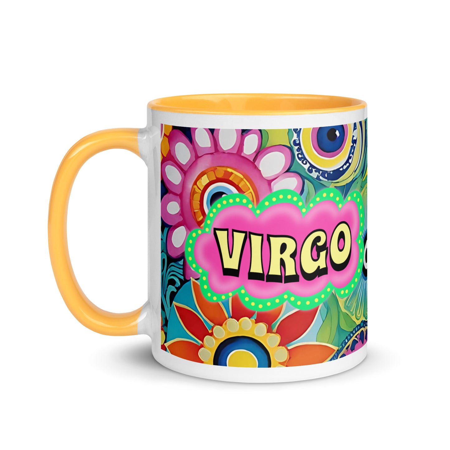 Virgo Zodiac Evil Eye Mug with Color Inside