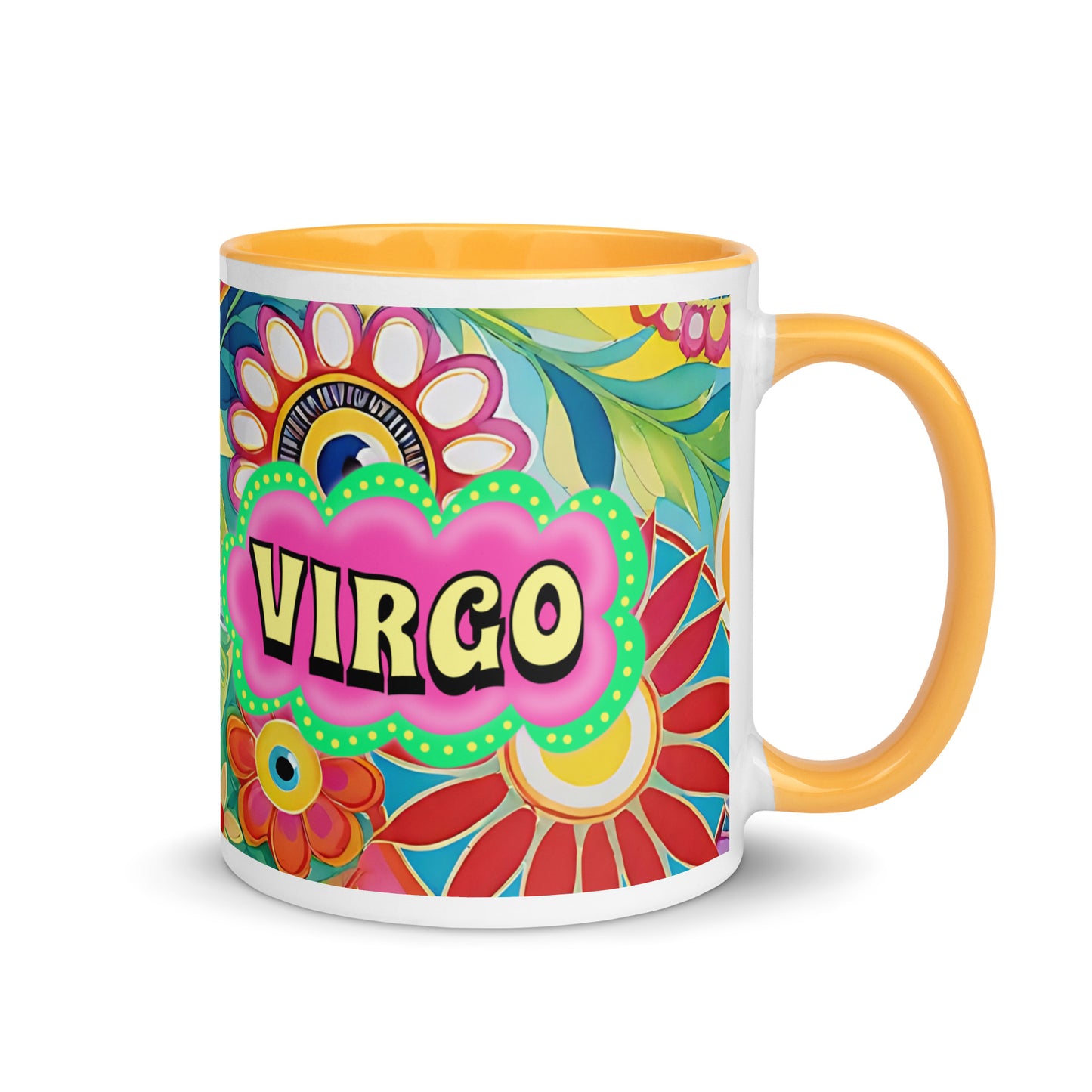 Virgo Zodiac Evil Eye Mug with Color Inside