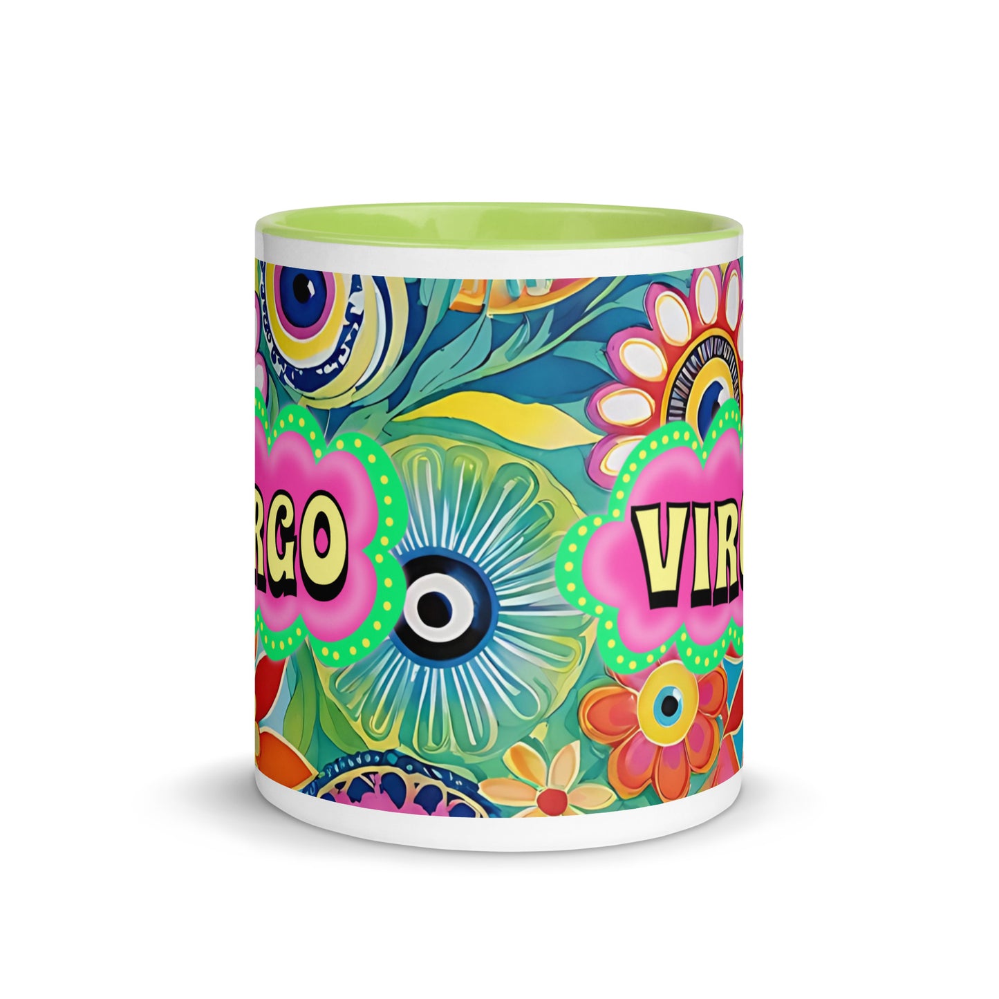 Virgo Zodiac Evil Eye Mug with Color Inside