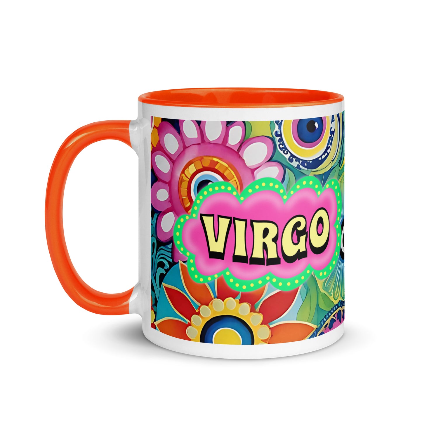 Virgo Zodiac Evil Eye Mug with Color Inside