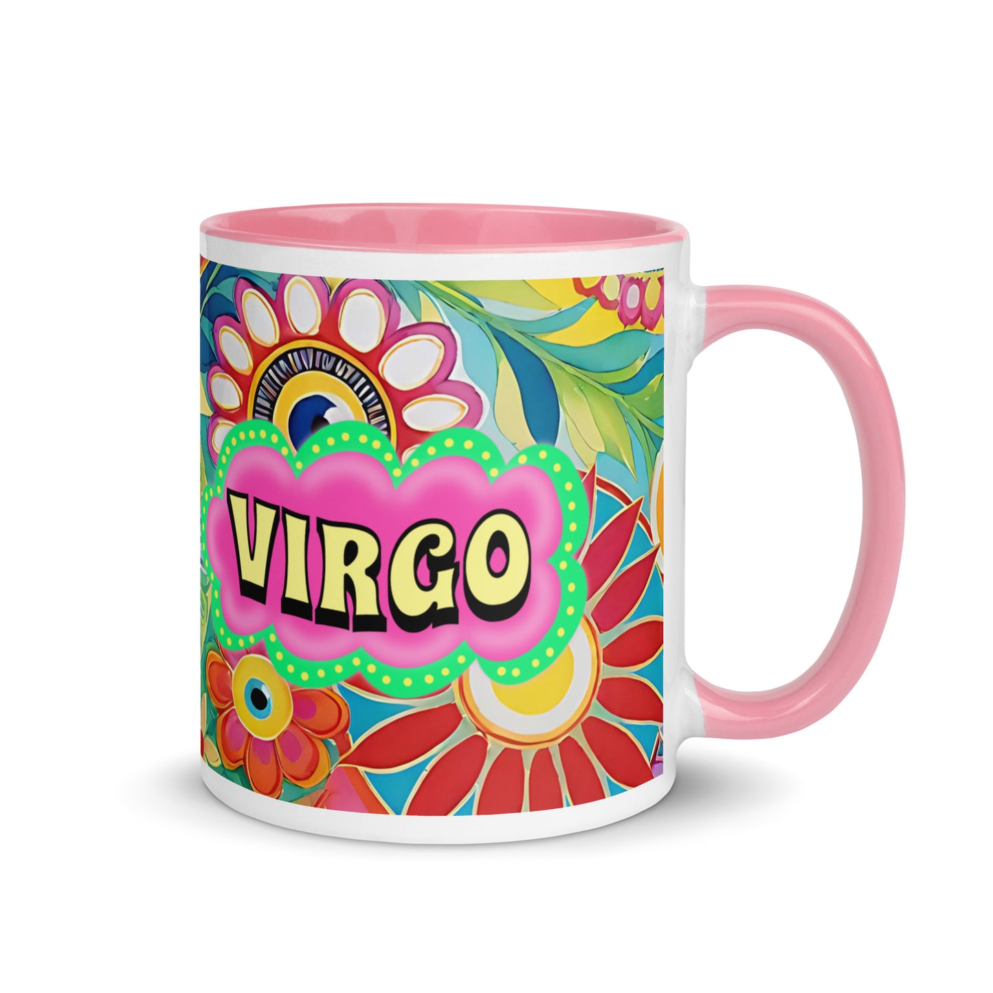 Virgo Zodiac Evil Eye Mug with Color Inside