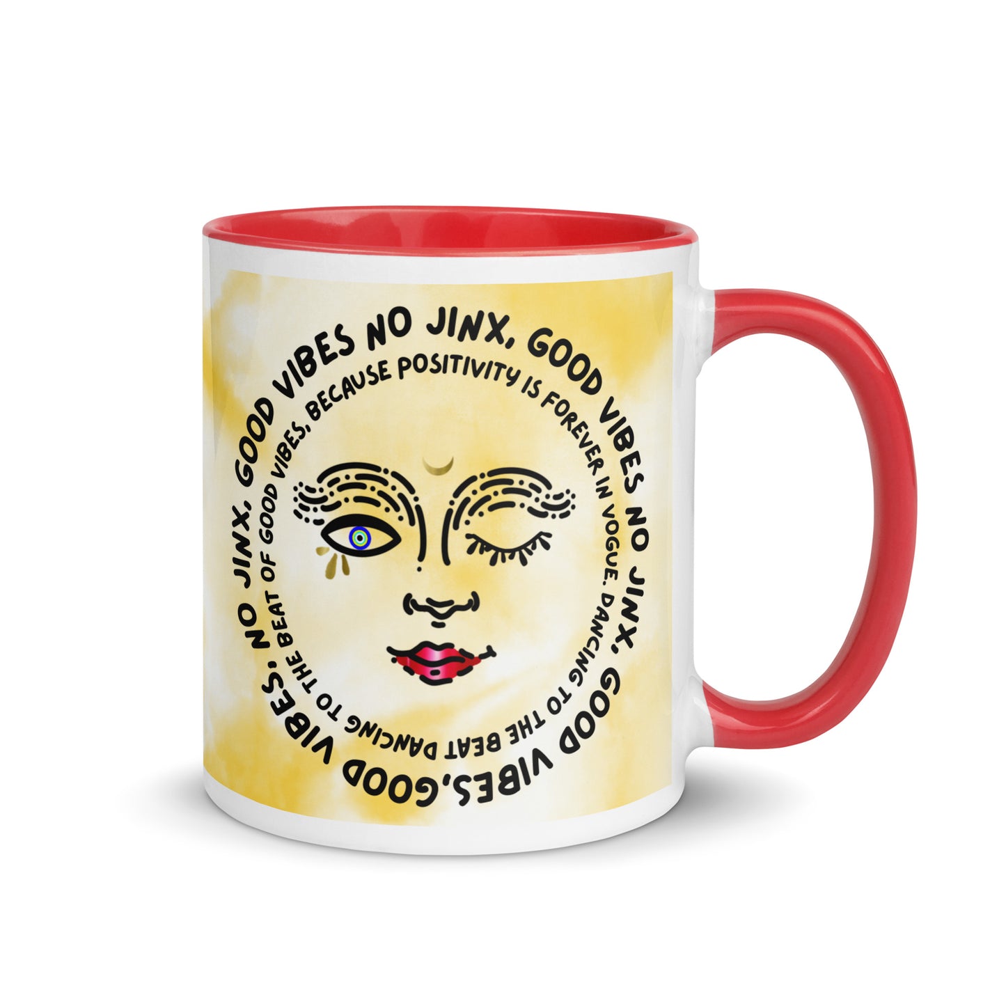 Good Vibes No Jinx Mug with Color Inside