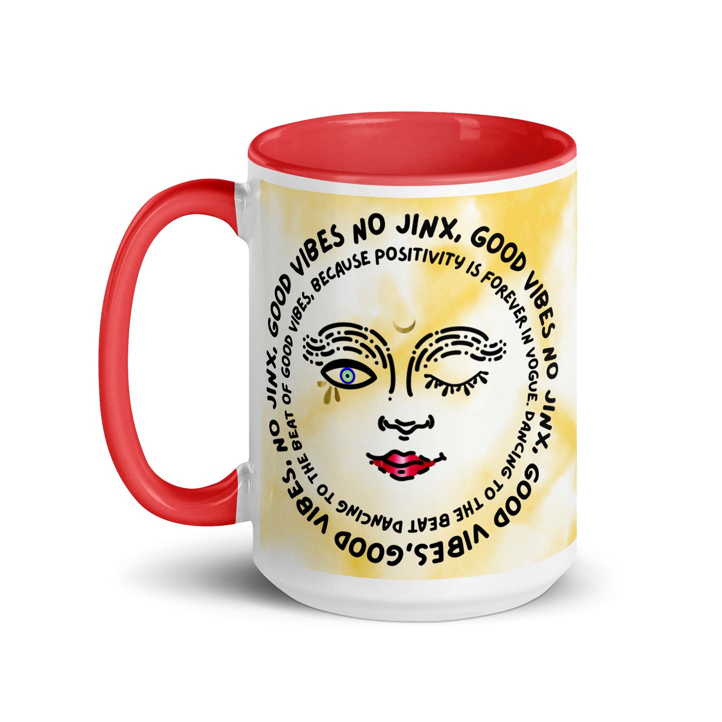 Good Vibes No Jinx Mug with Color Inside