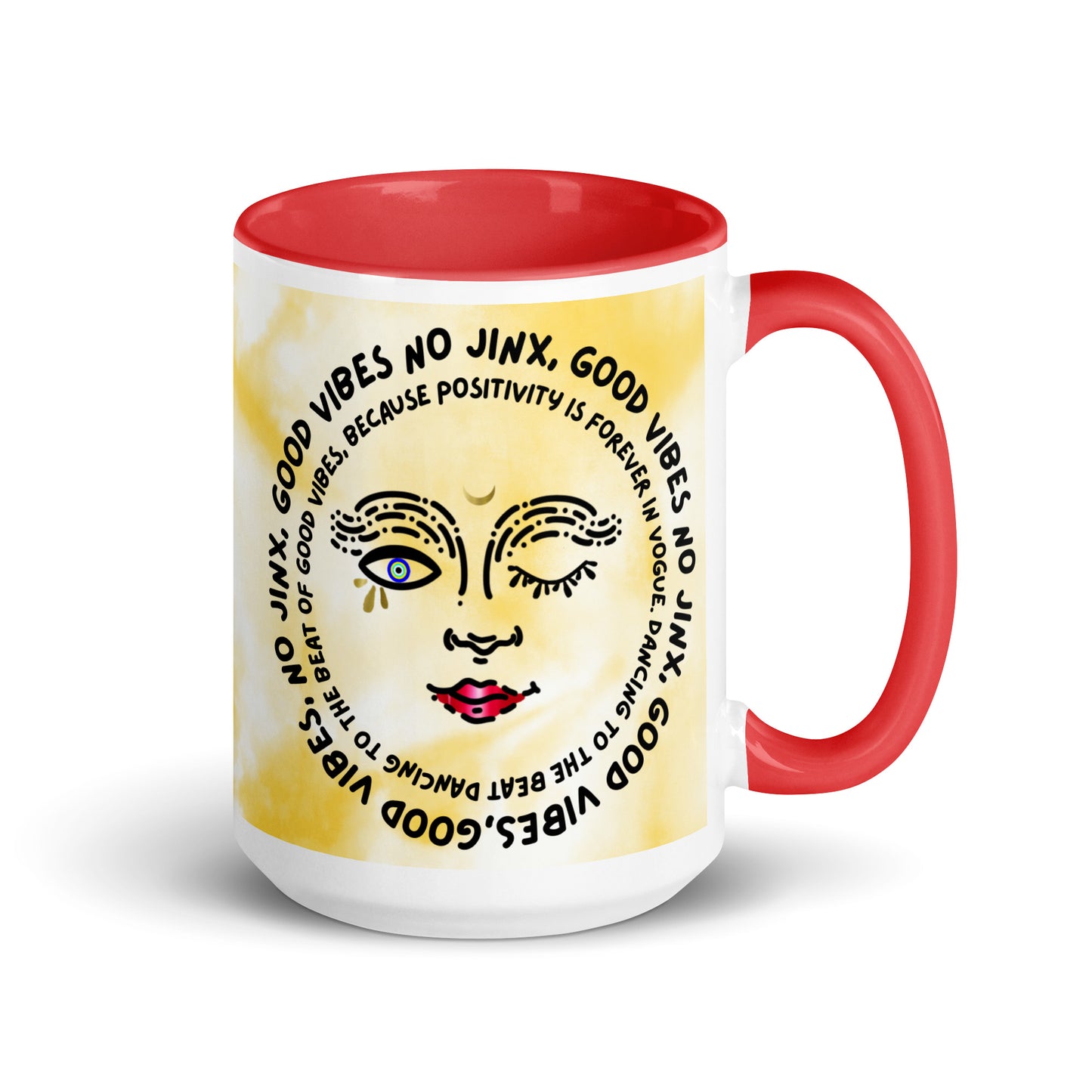 Good Vibes No Jinx Mug with Color Inside