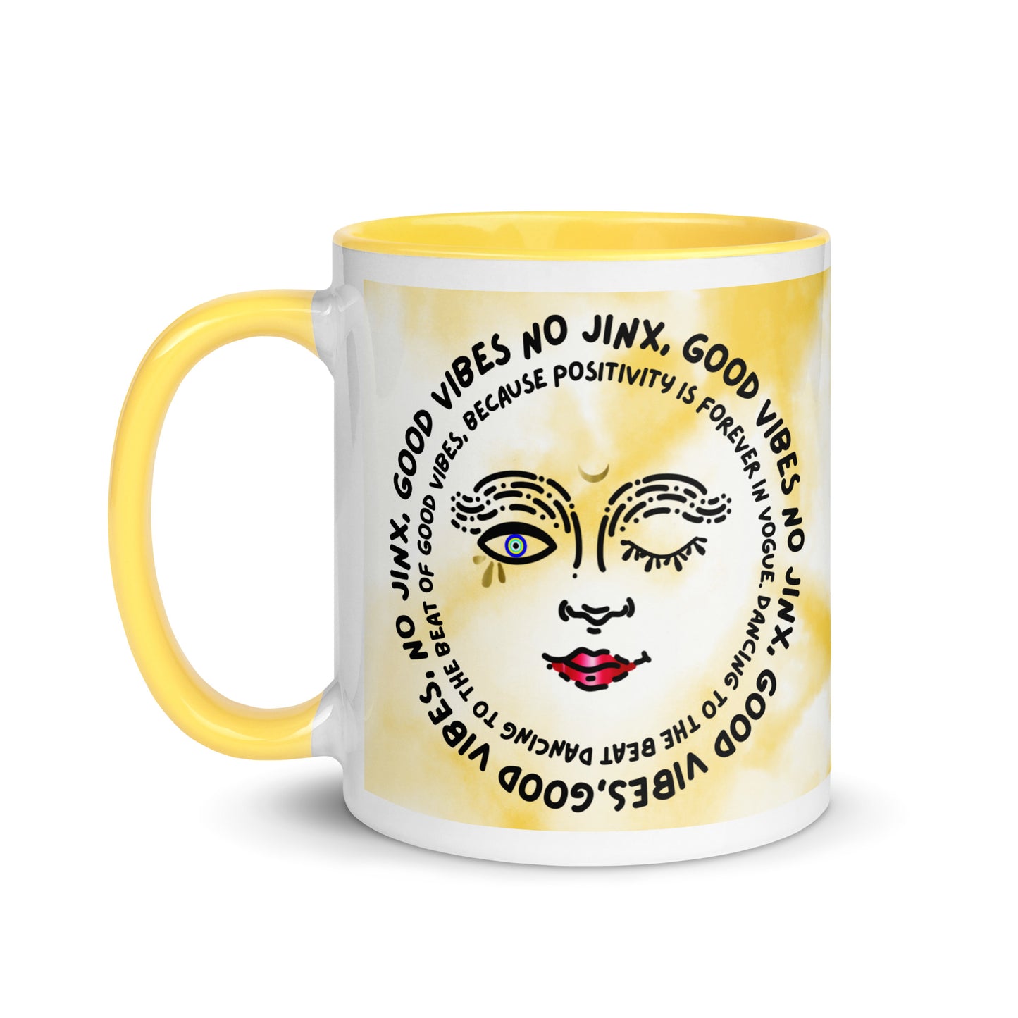 Good Vibes No Jinx Mug with Color Inside