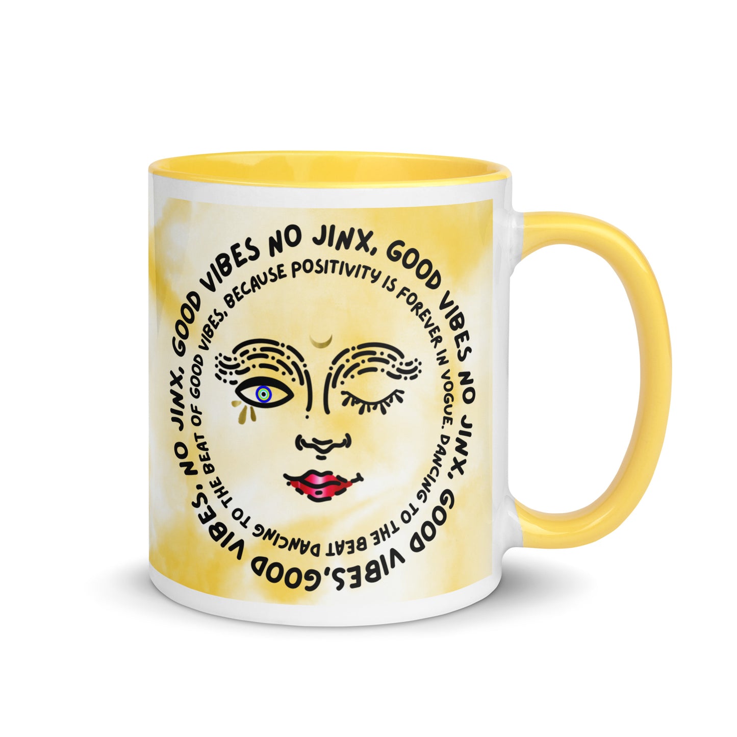 Good Vibes No Jinx Mug with Color Inside