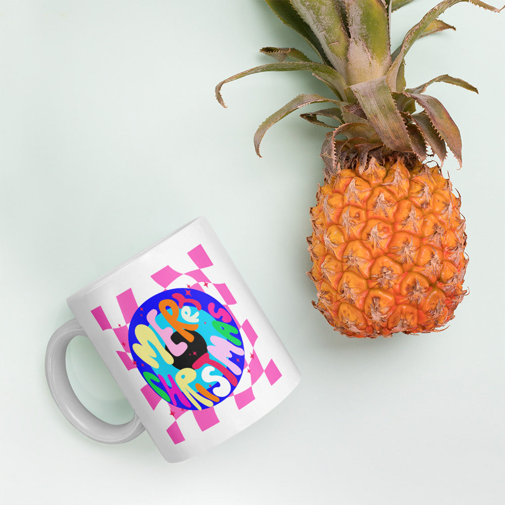 Merry Christmas Evil Eye White glossy mug