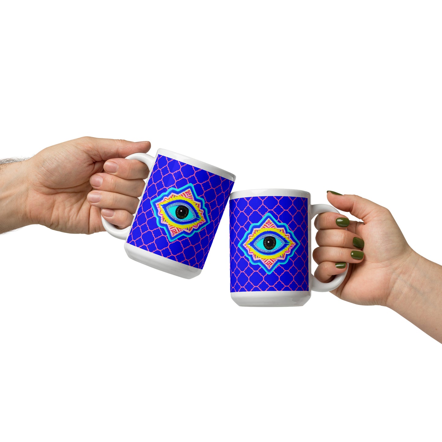 Oriental Eye White glossy mug