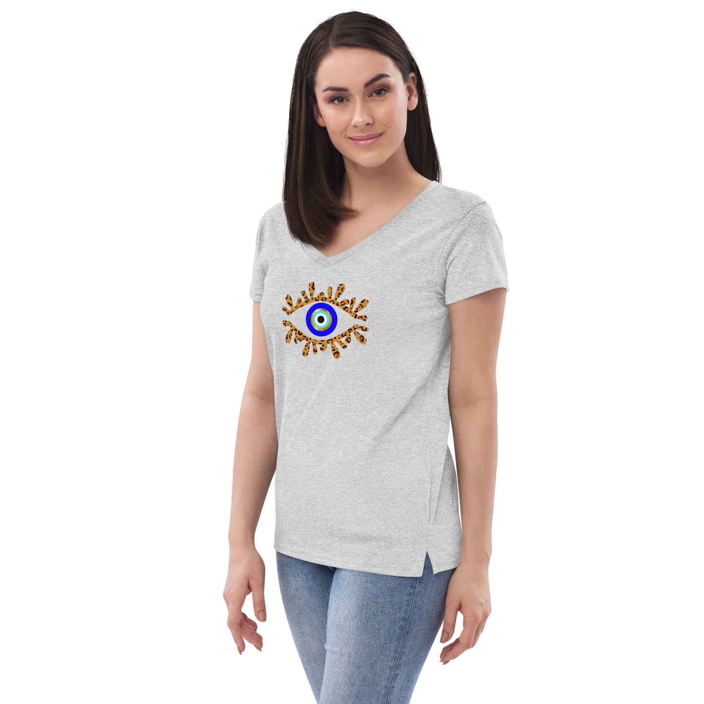 Amida Leopard Women’s recycled v-neck t-shirt