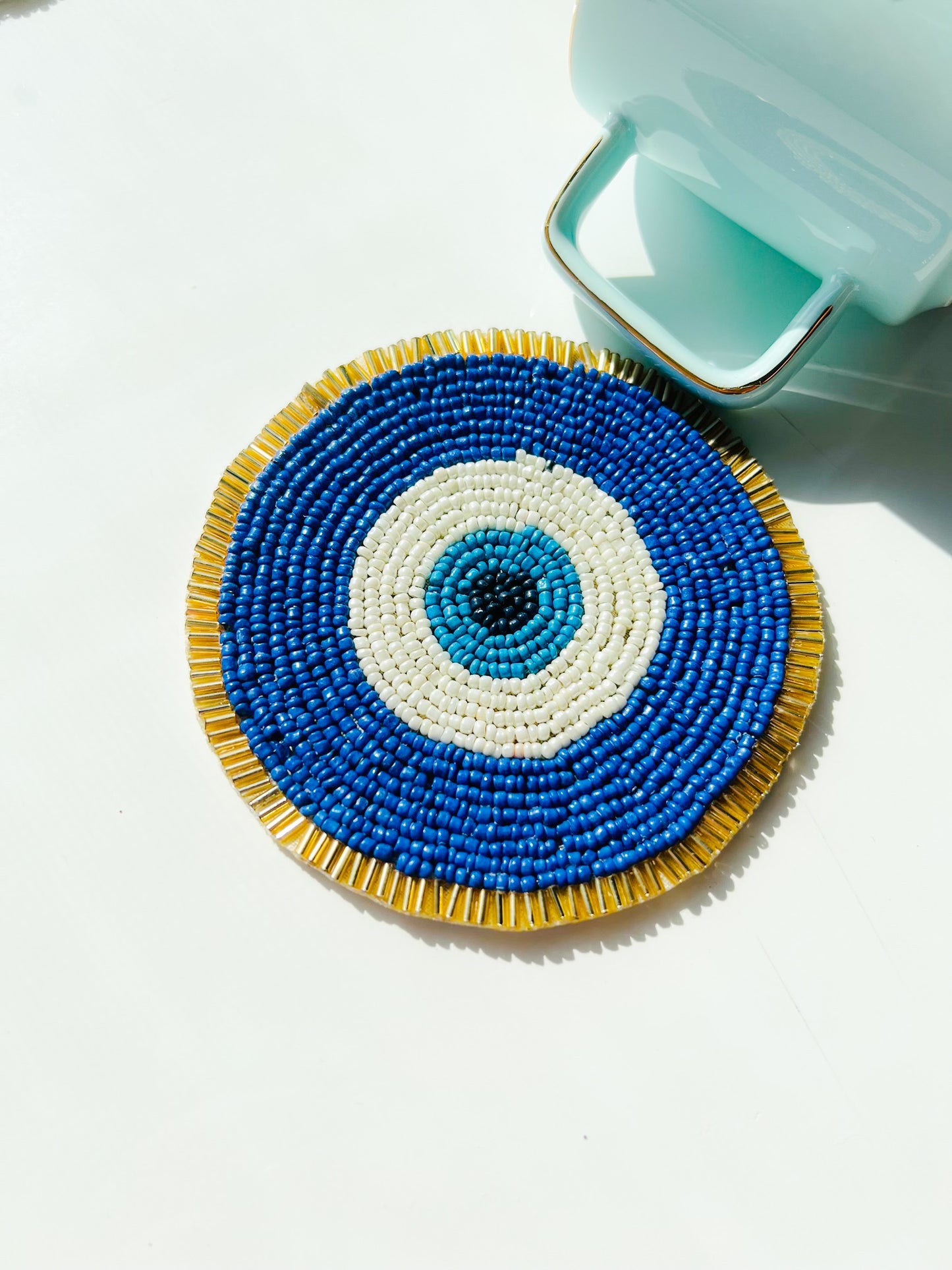 Evil Eye Beaded 4 Pieces Coasters Set