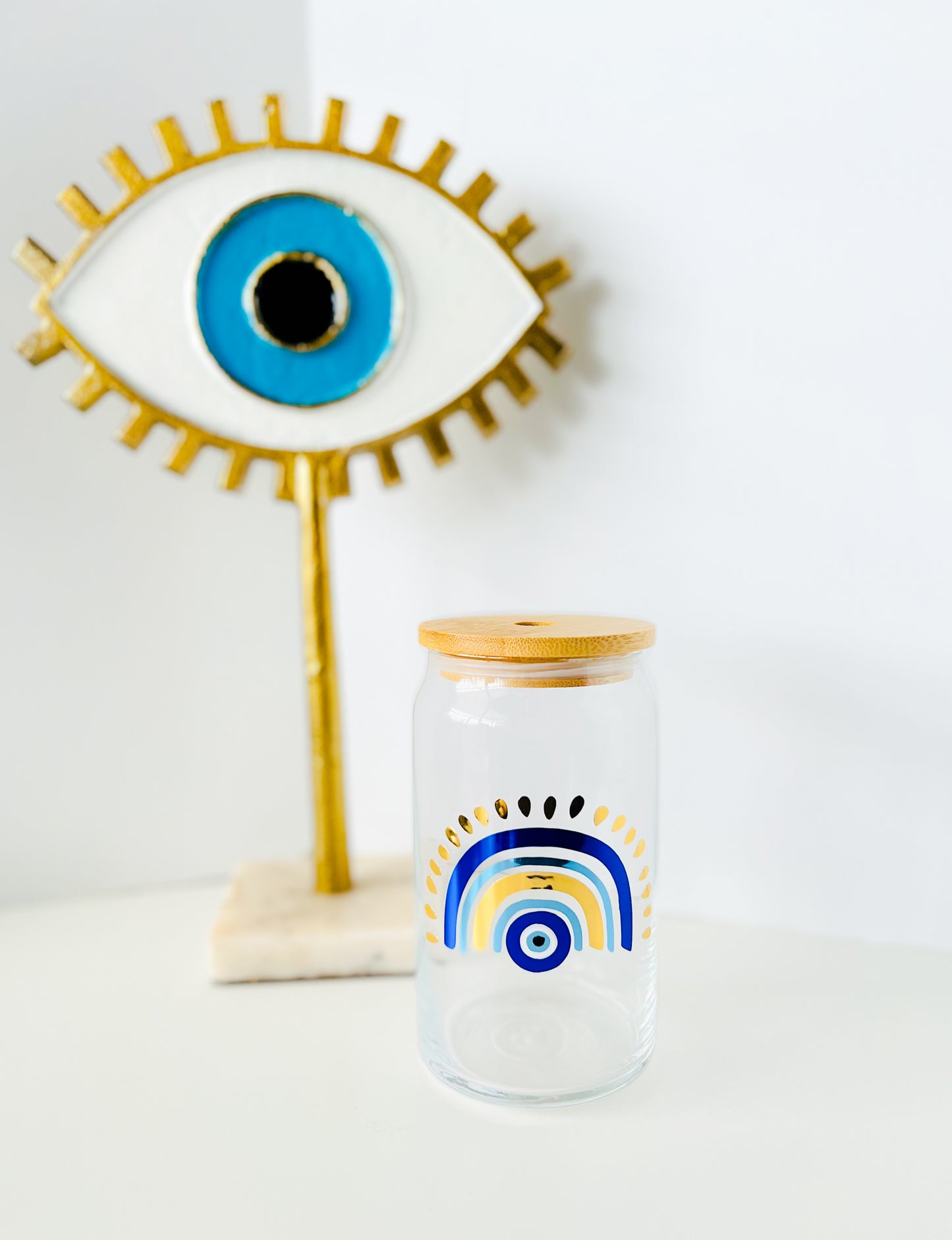 Evil Eye Rainbow Beer Can Glass