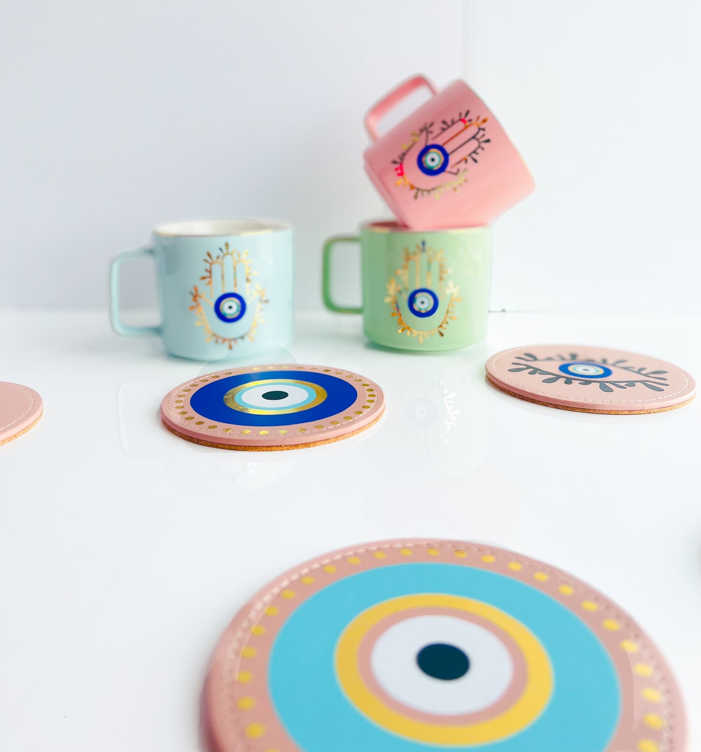 Pink Evil Eye Drink Coasters