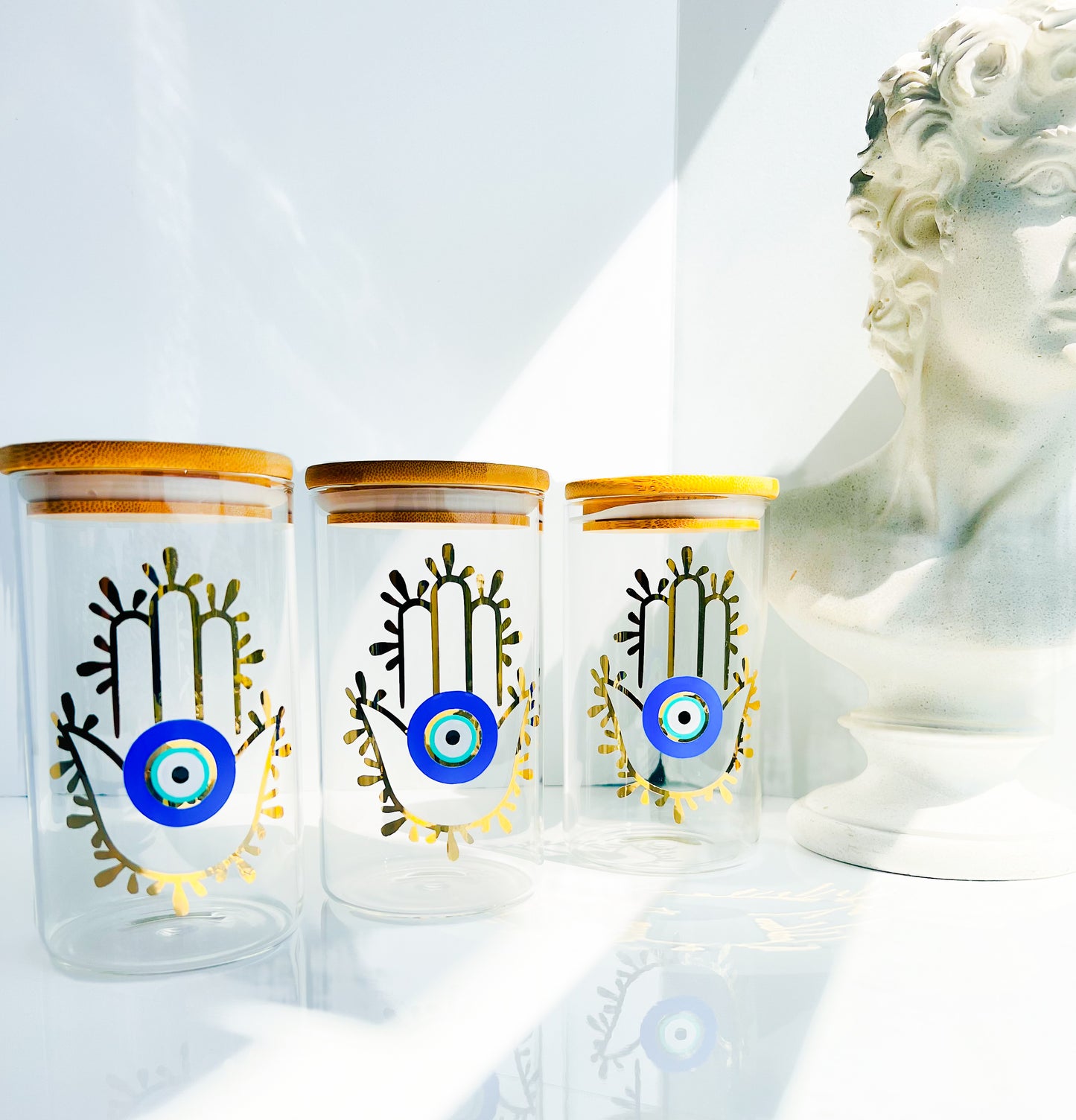 Hamsa Hand With Evil Eye Canister