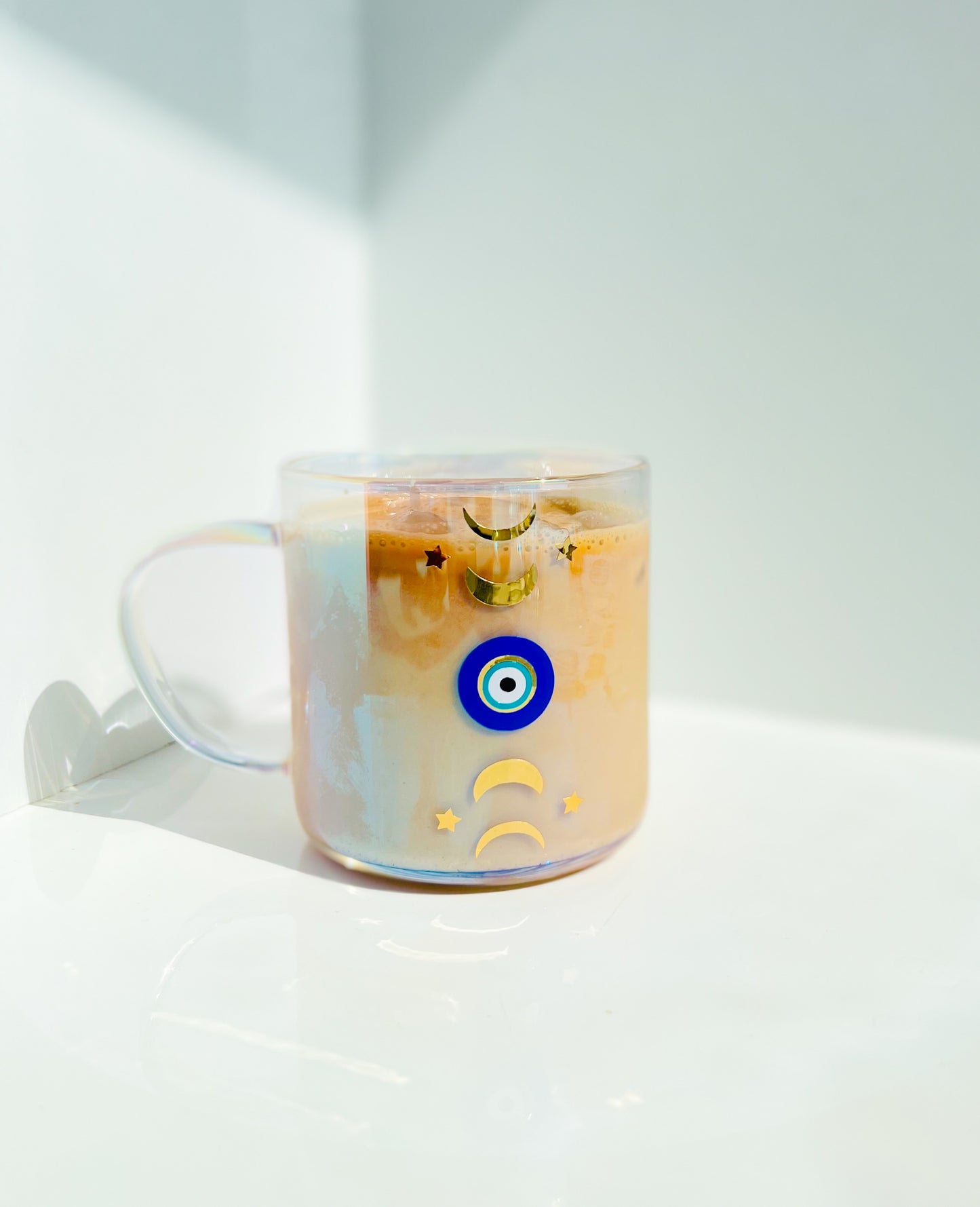 Rainbow Iridescent Evil Eye Moon Phases Coffe Mug