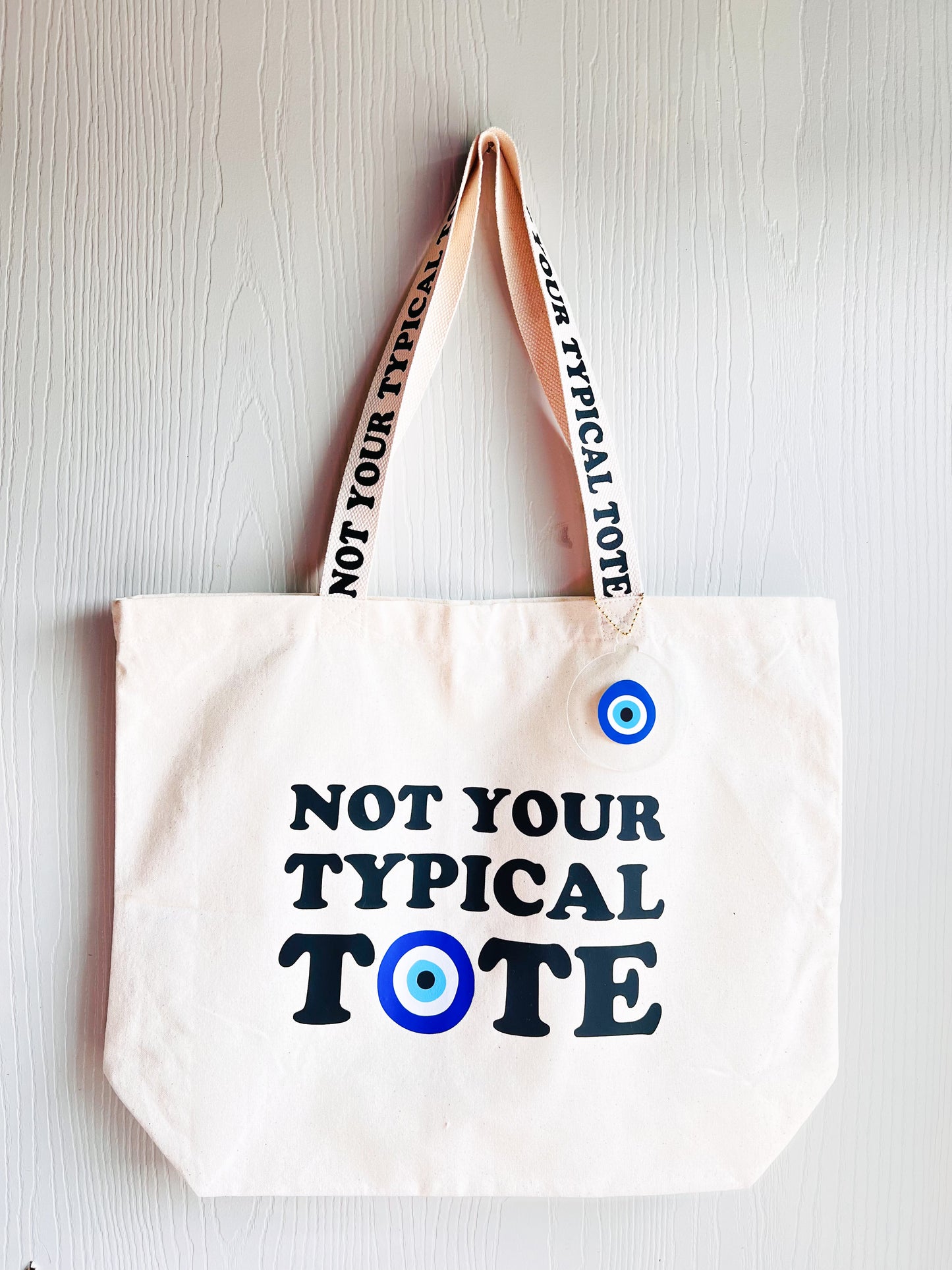 Not Your Typical Tote Bag With Evil Eye Letter Strap