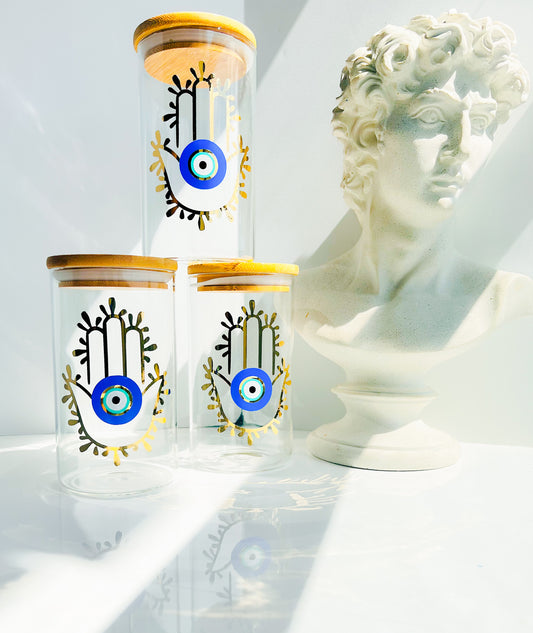 Hamsa Hand With Evil Eye Canister