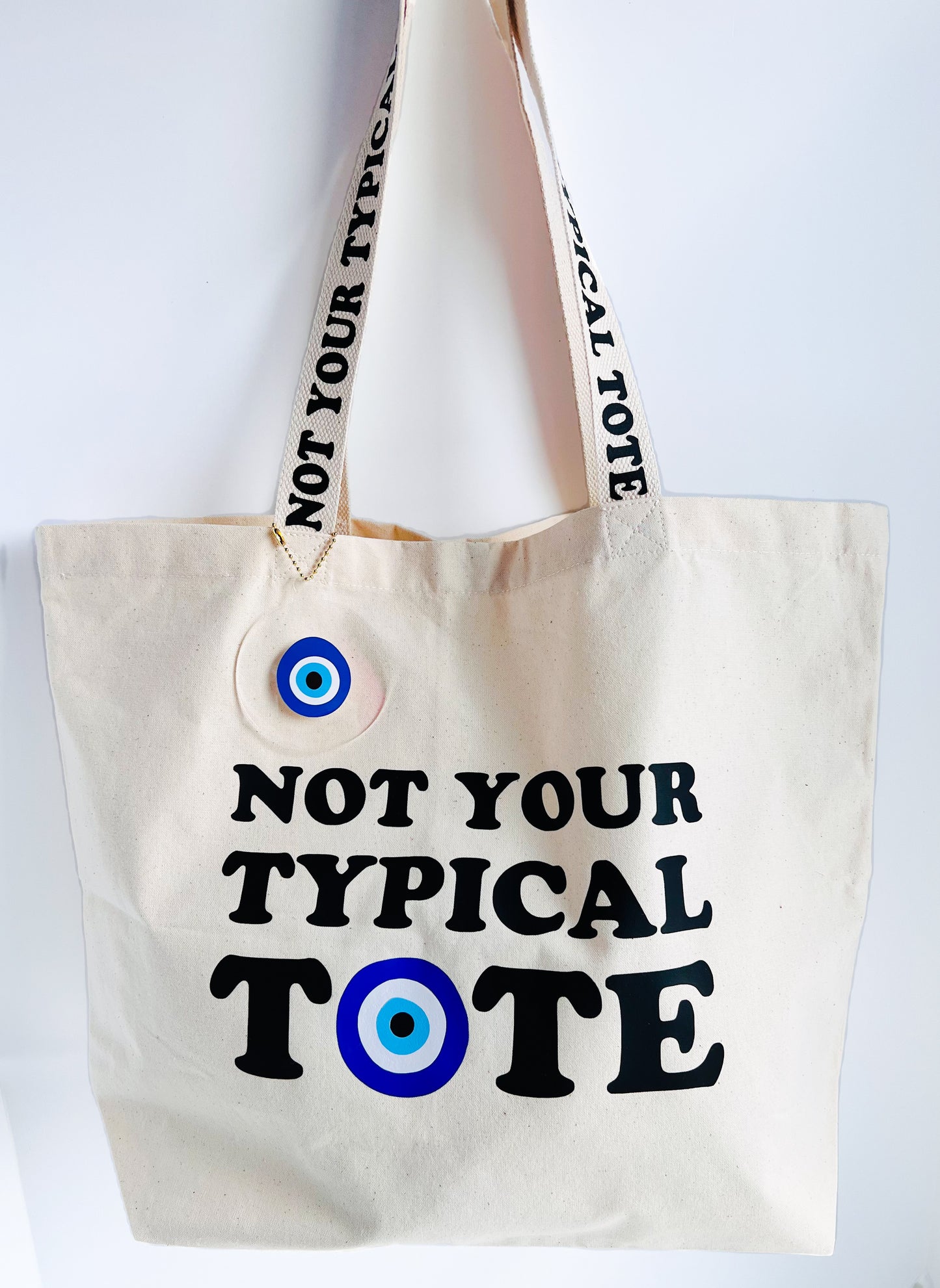 Not Your Typical Tote Bag With Evil Eye Letter Strap