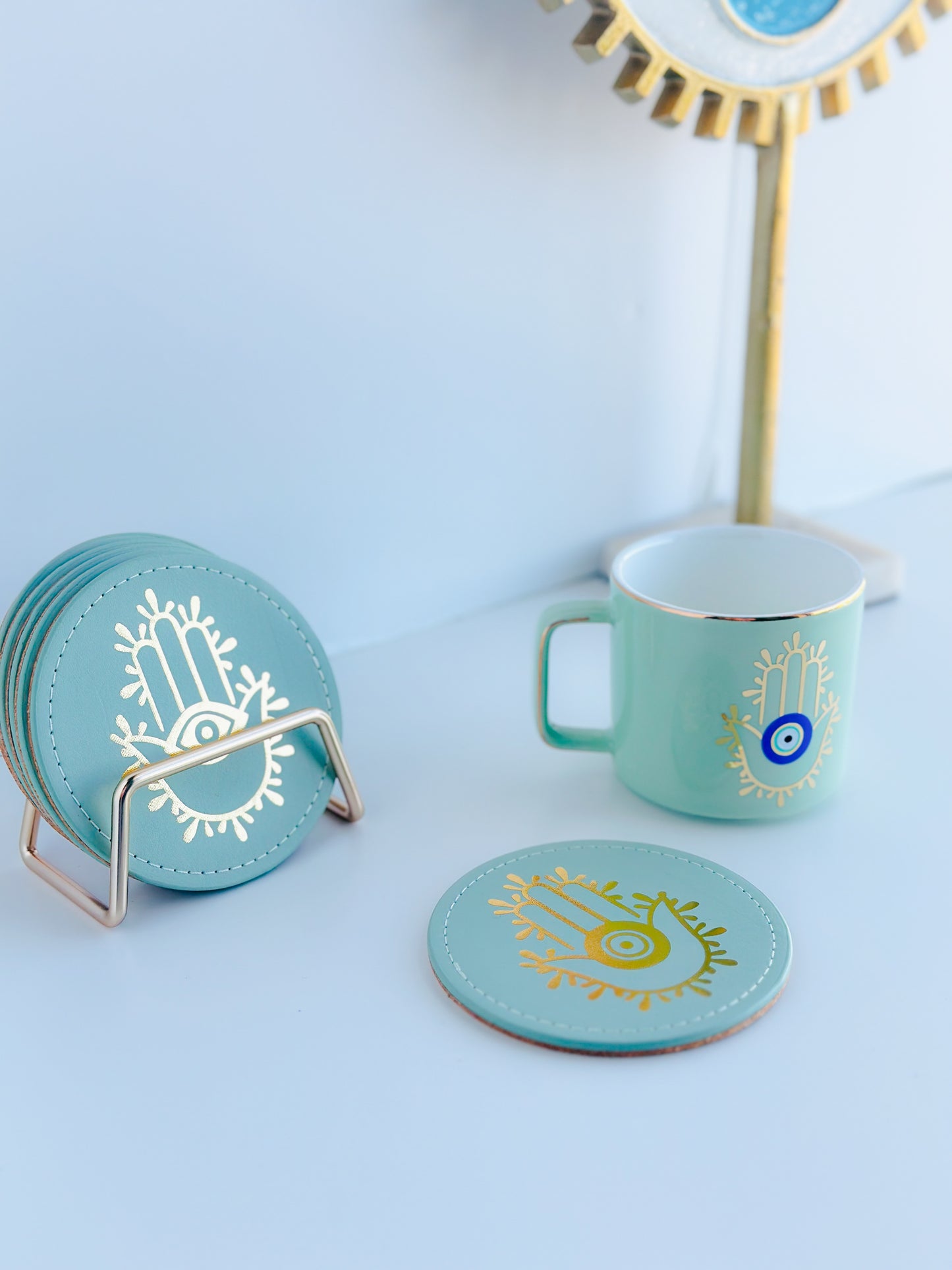 Golden Green Coaster Set