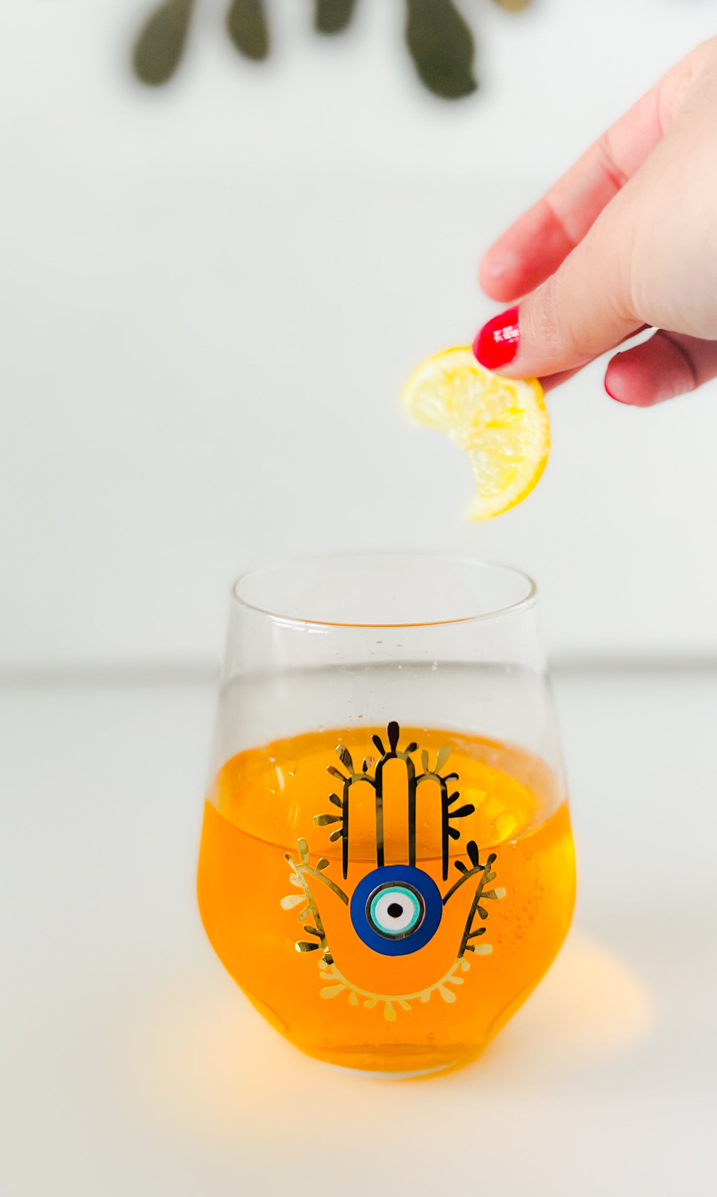 Evil Eye Hamsa Hand Wine Glass