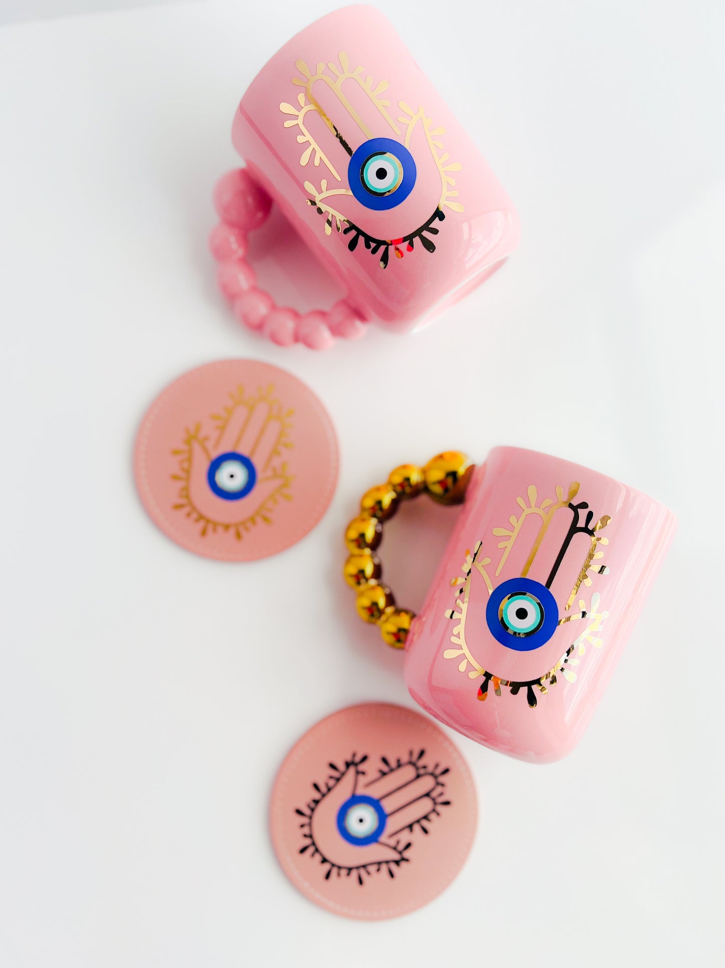 Pink Evil Eye Drink Coasters